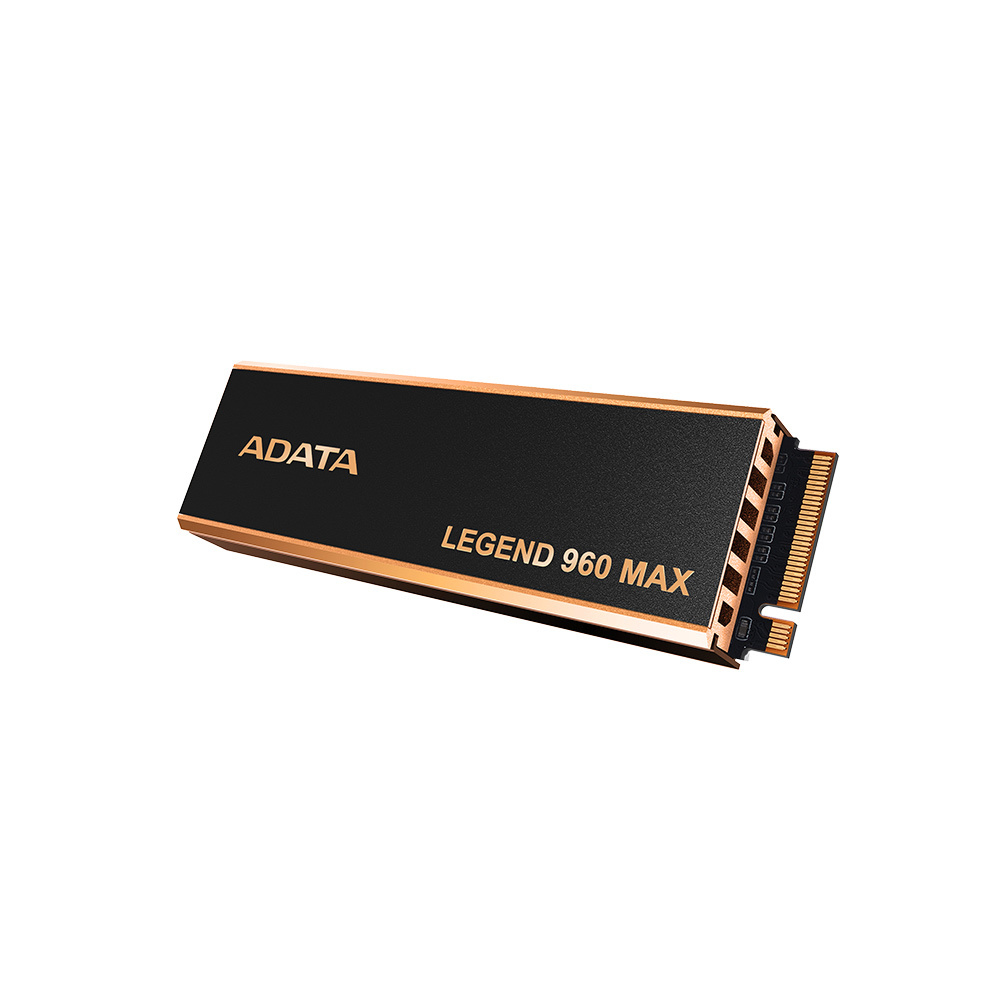 Czarny i złoty dysk SSD ADATA z tekstem Legend 960 MAX.