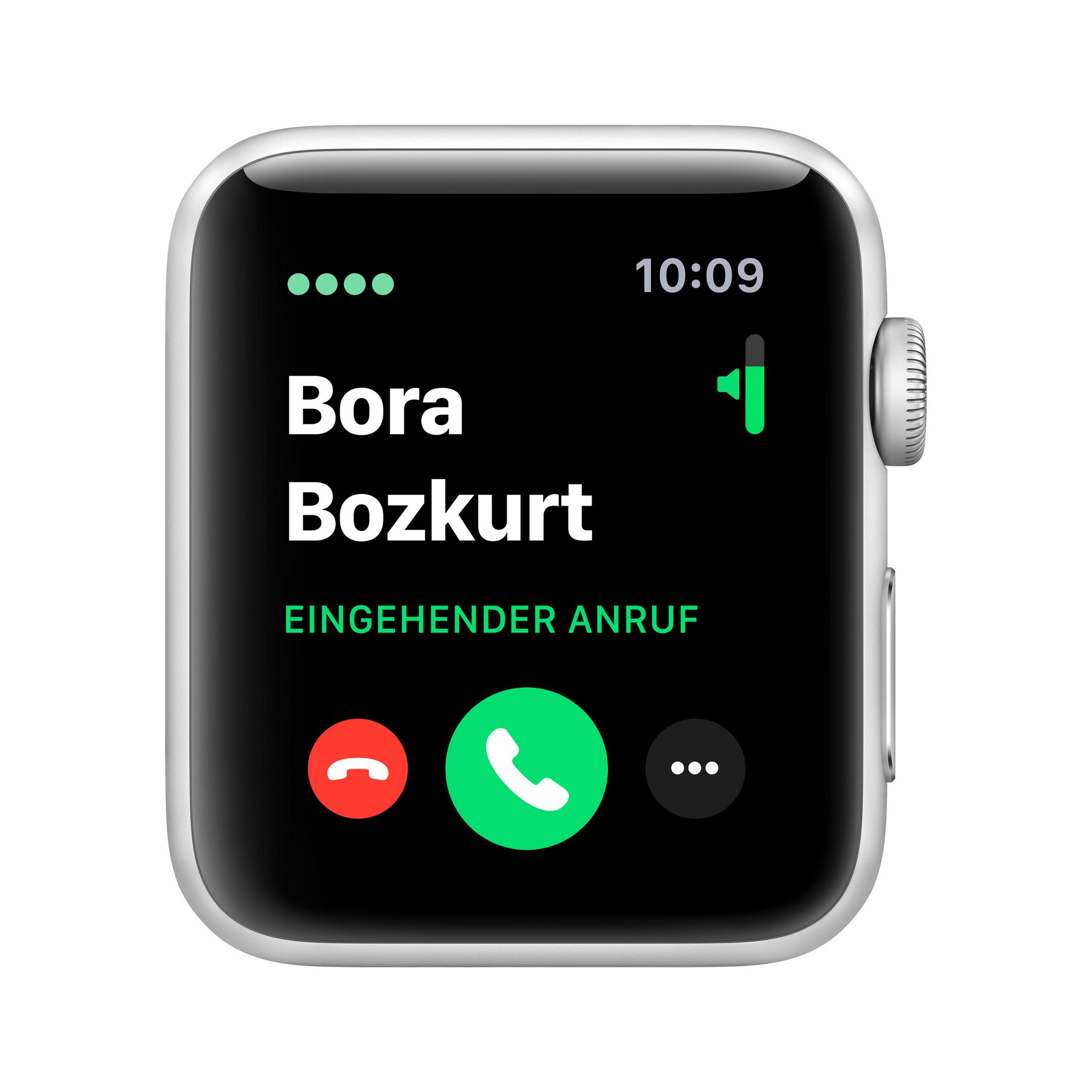 Apple Watch zeigt einen eingehenden Anruf von Bora Bozkurt mit Anrufsteuerungen.