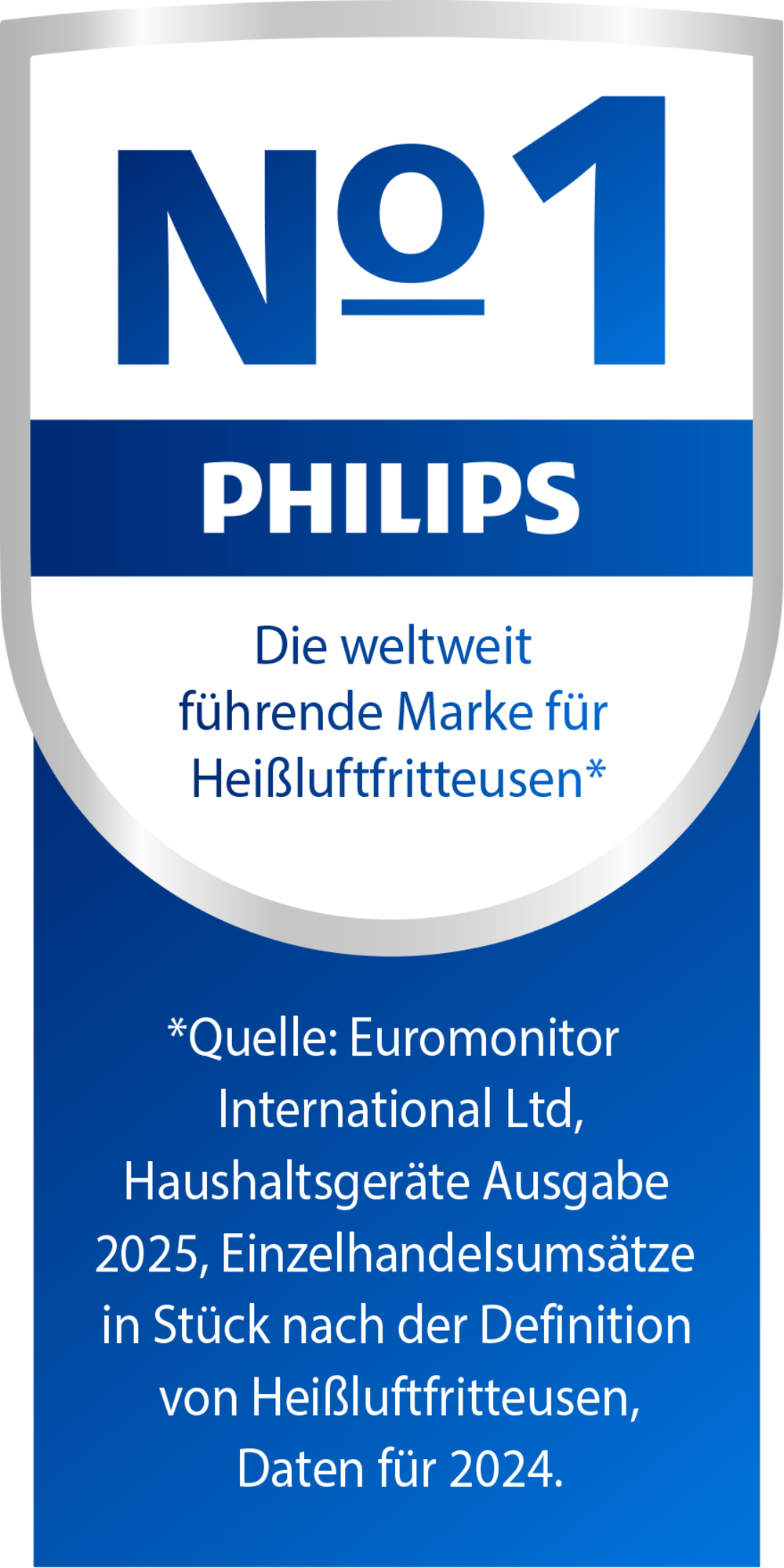 Reklama Philips. Tekst: Marka nr 1 na świecie dla frytkownic beztłuszczowych, na podstawie danych Euromonitor.