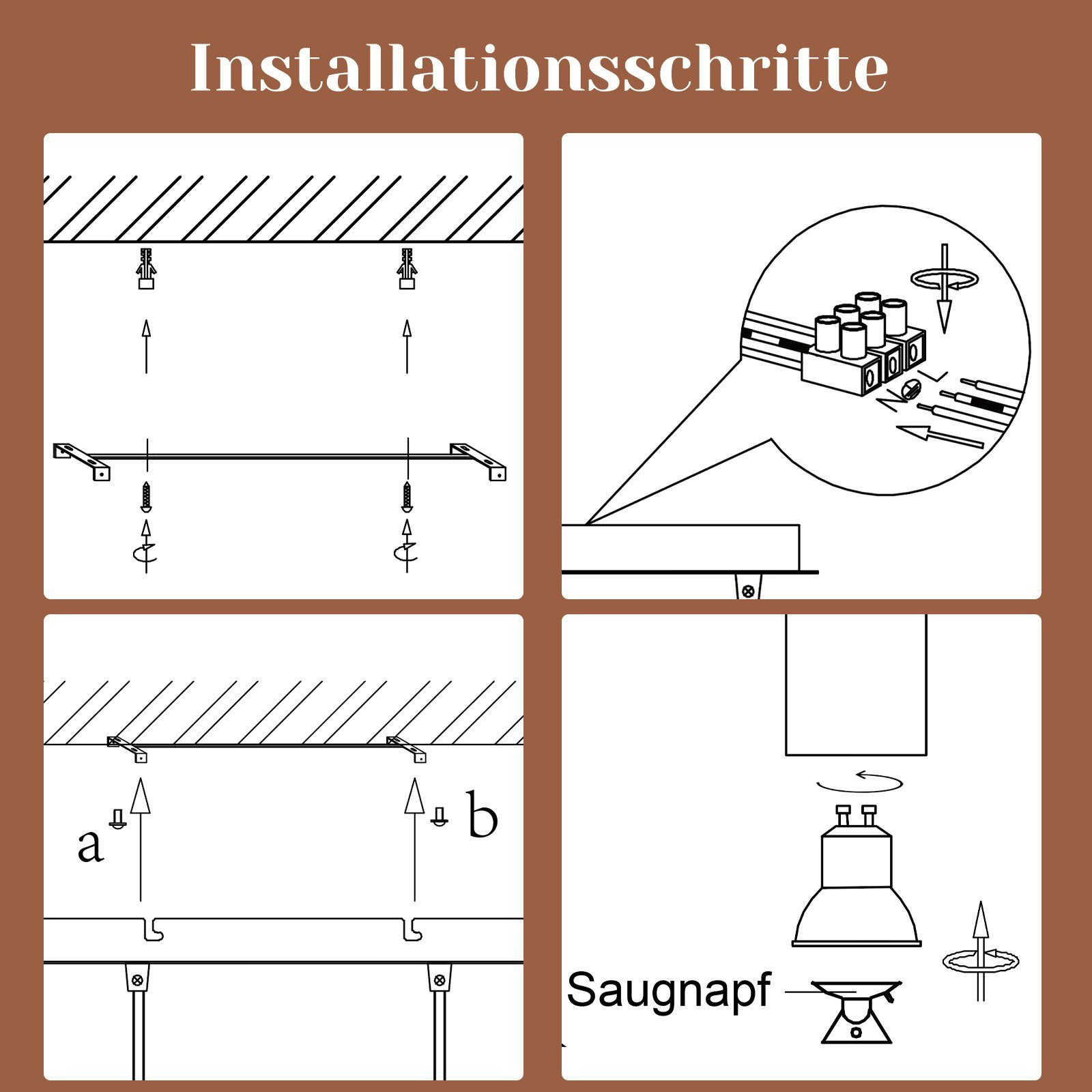 Instrukcja instalacji z diagramami pokazującymi, jak zainstalować oprawę oświetleniową.
