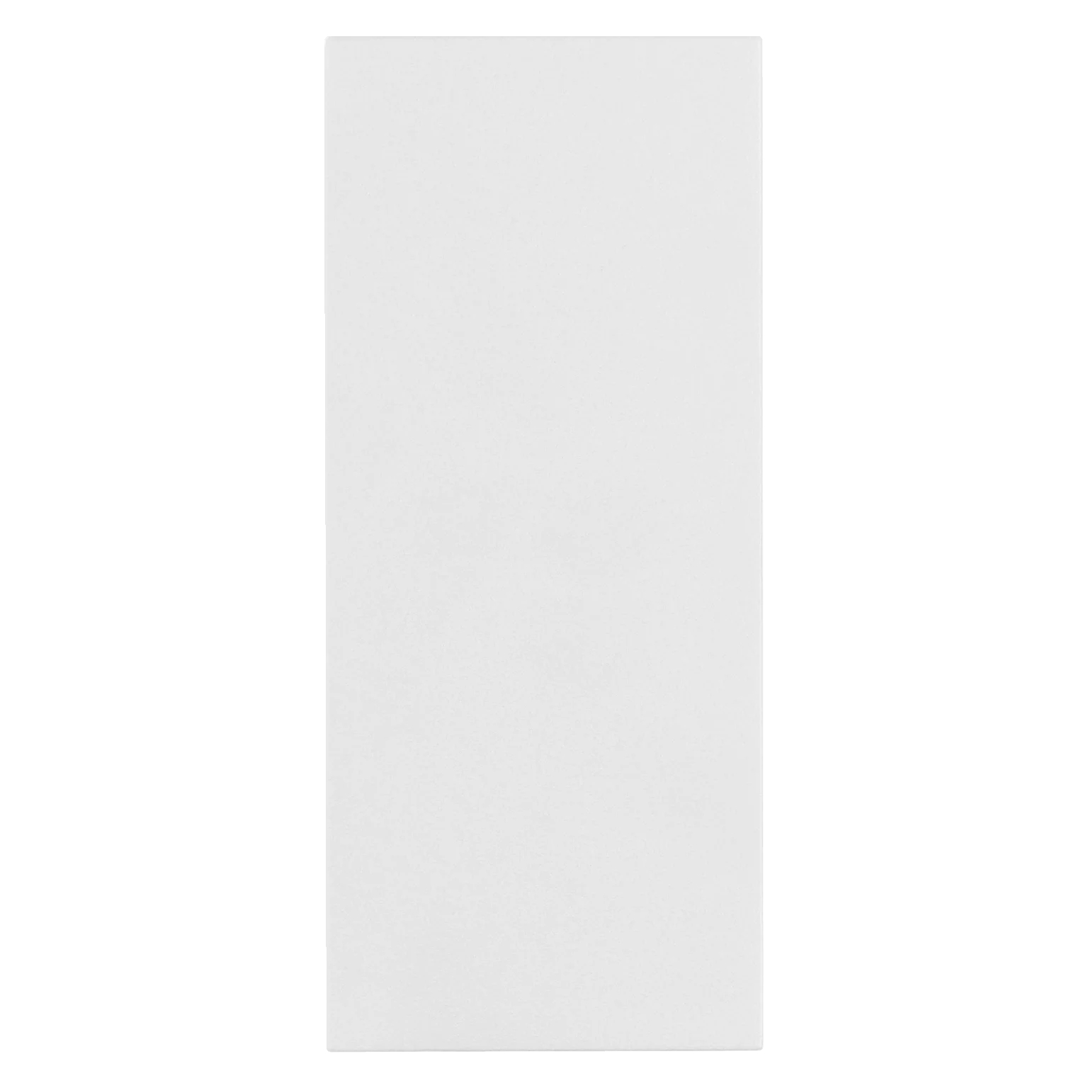 Ein schlichtes, weißes, rechteckiges Objekt, möglicherweise eine Leuchte oder ein architektonisches Element, vor weißem Hintergrund.
