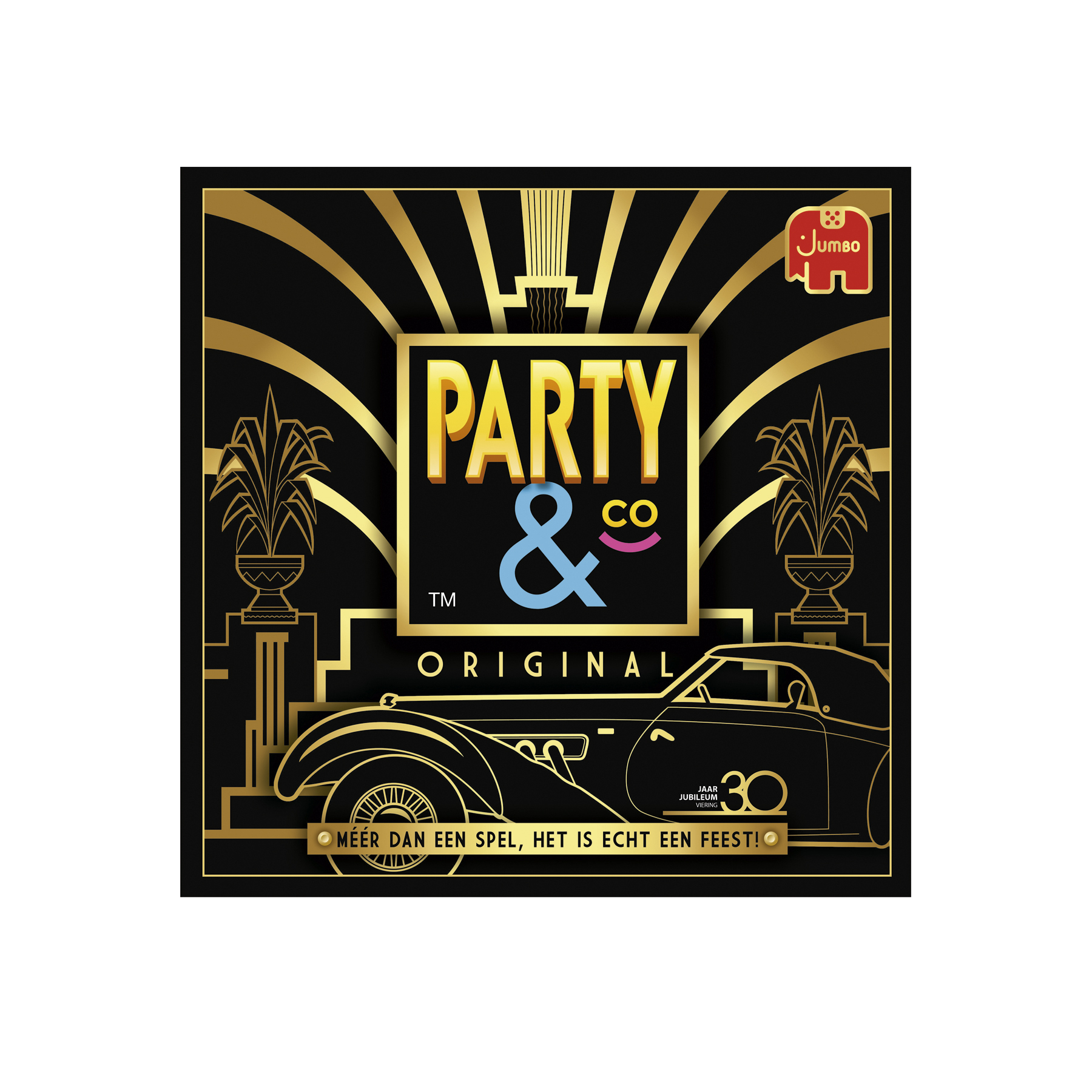 Party & Co Brettspiel-Box mit einer Oldtimer-Illustration.
