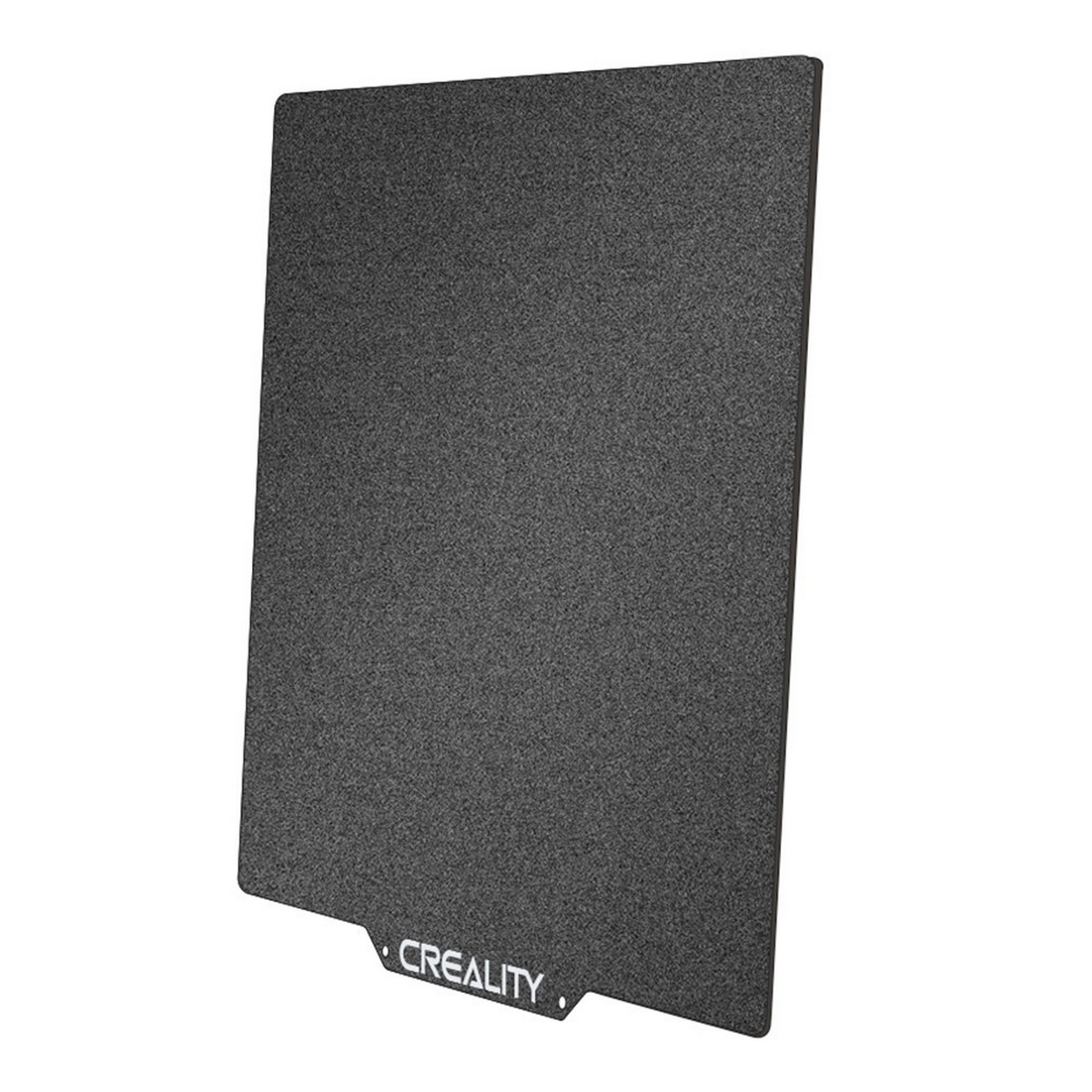 Ciemnoszara, prostokątna płyta Creality, pochylona z góry.