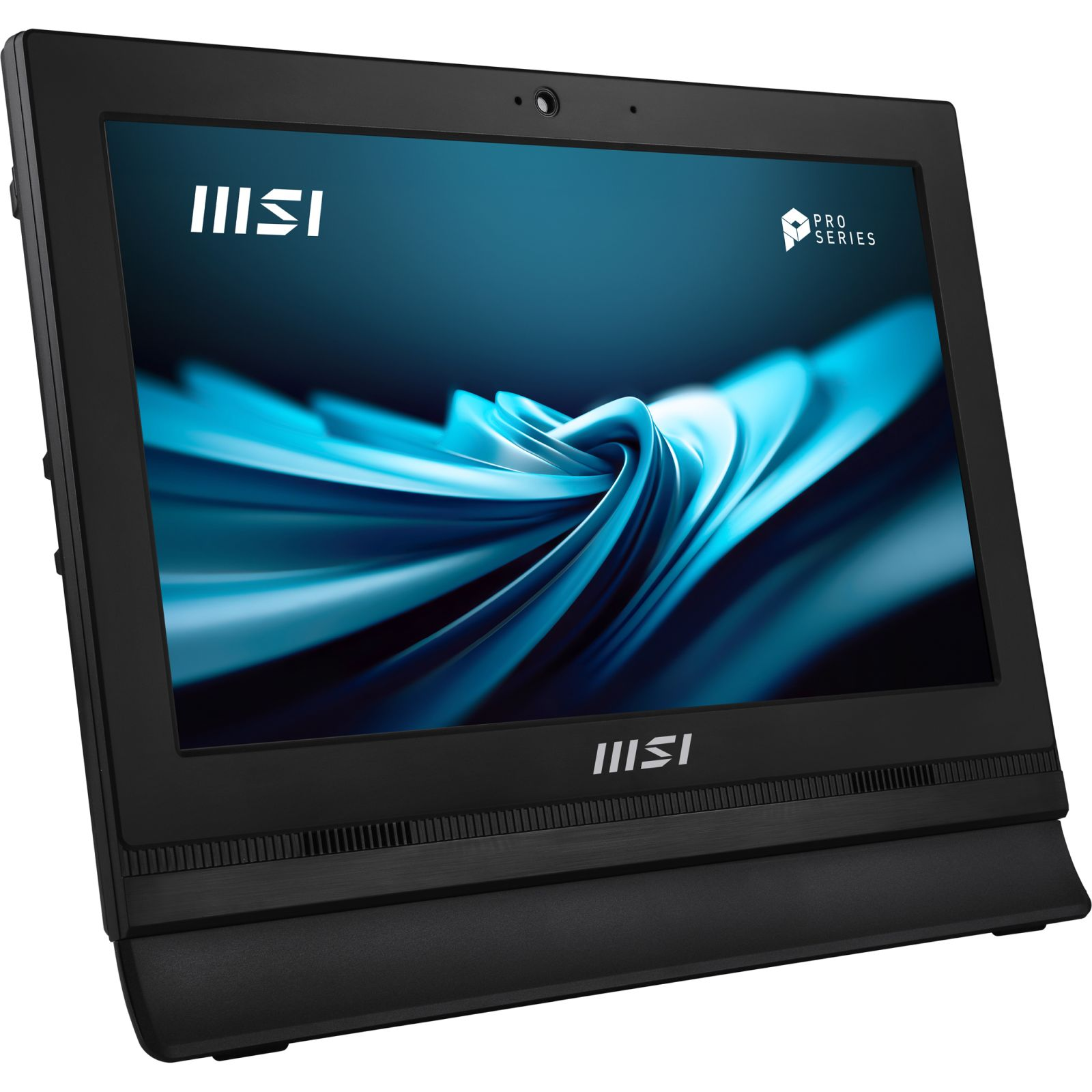 MSI Pro Series hepsi bir arada bilgisayar, siyah çerçeveli, ekran açık.