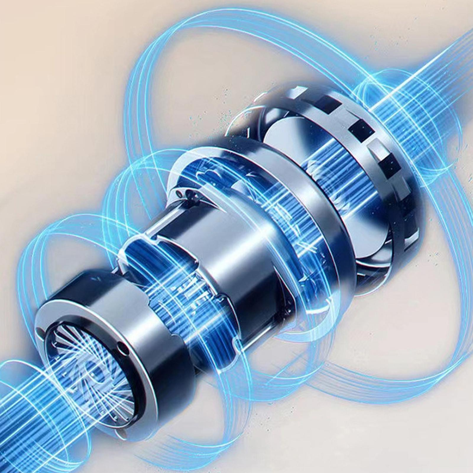 Eine mechanische Komponente mit blauen Energielinien. Sie ist silber und metallisch.