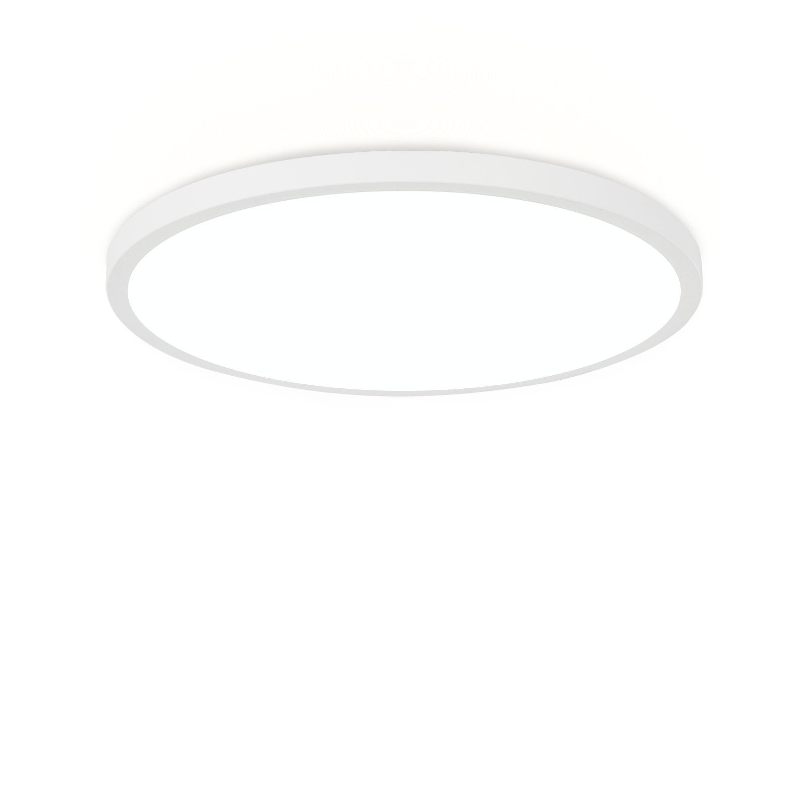 Plafone circolare bianco su superficie bianca, design semplice e moderno.