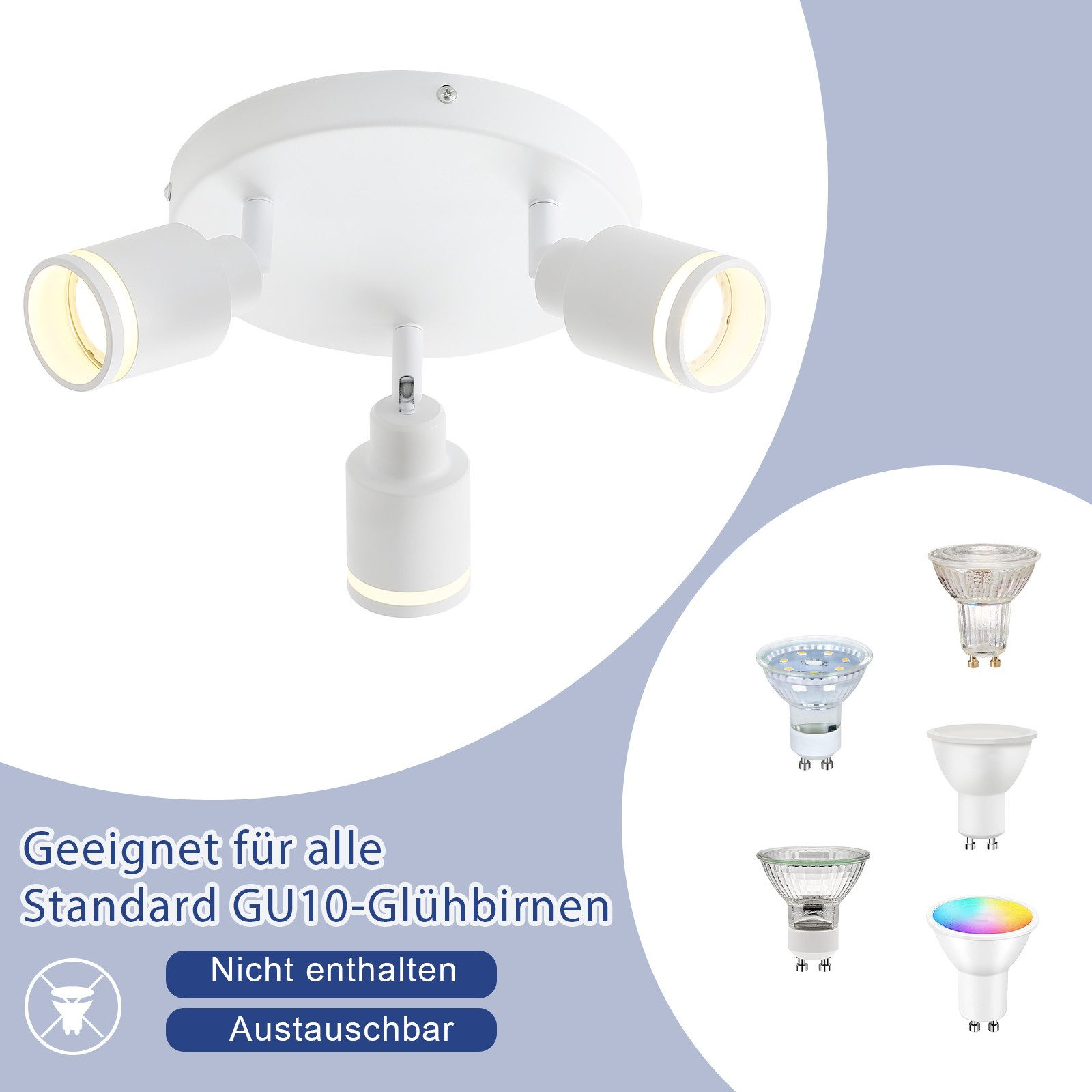 Faretti a soffitto, con diverse lampadine per l'esposizione.