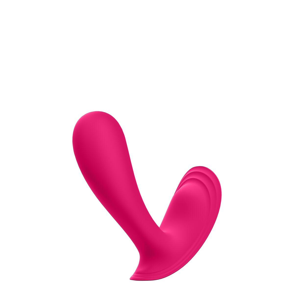 Juguete sexual rosa sobre fondo blanco.
