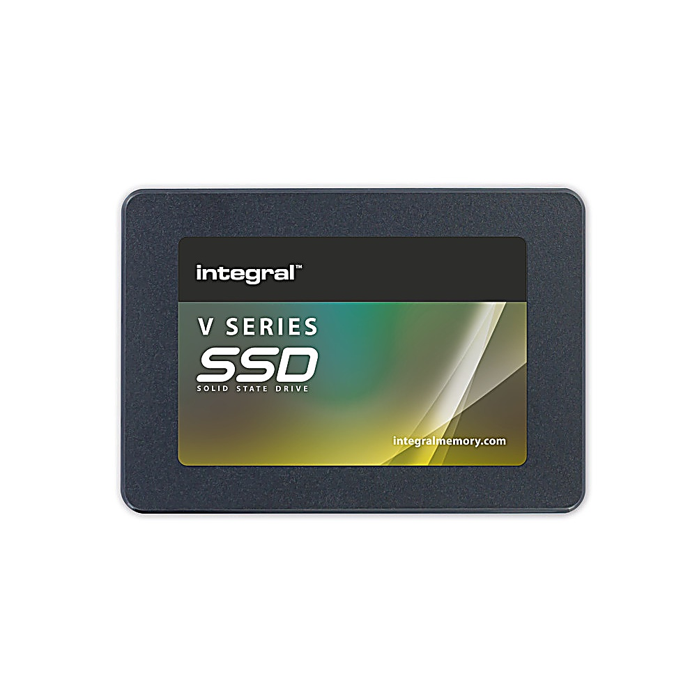 Ciemnoszary dysk SSD z czarną ramką, z napisem 'V SERIES SSD' z kolorową grafiką.