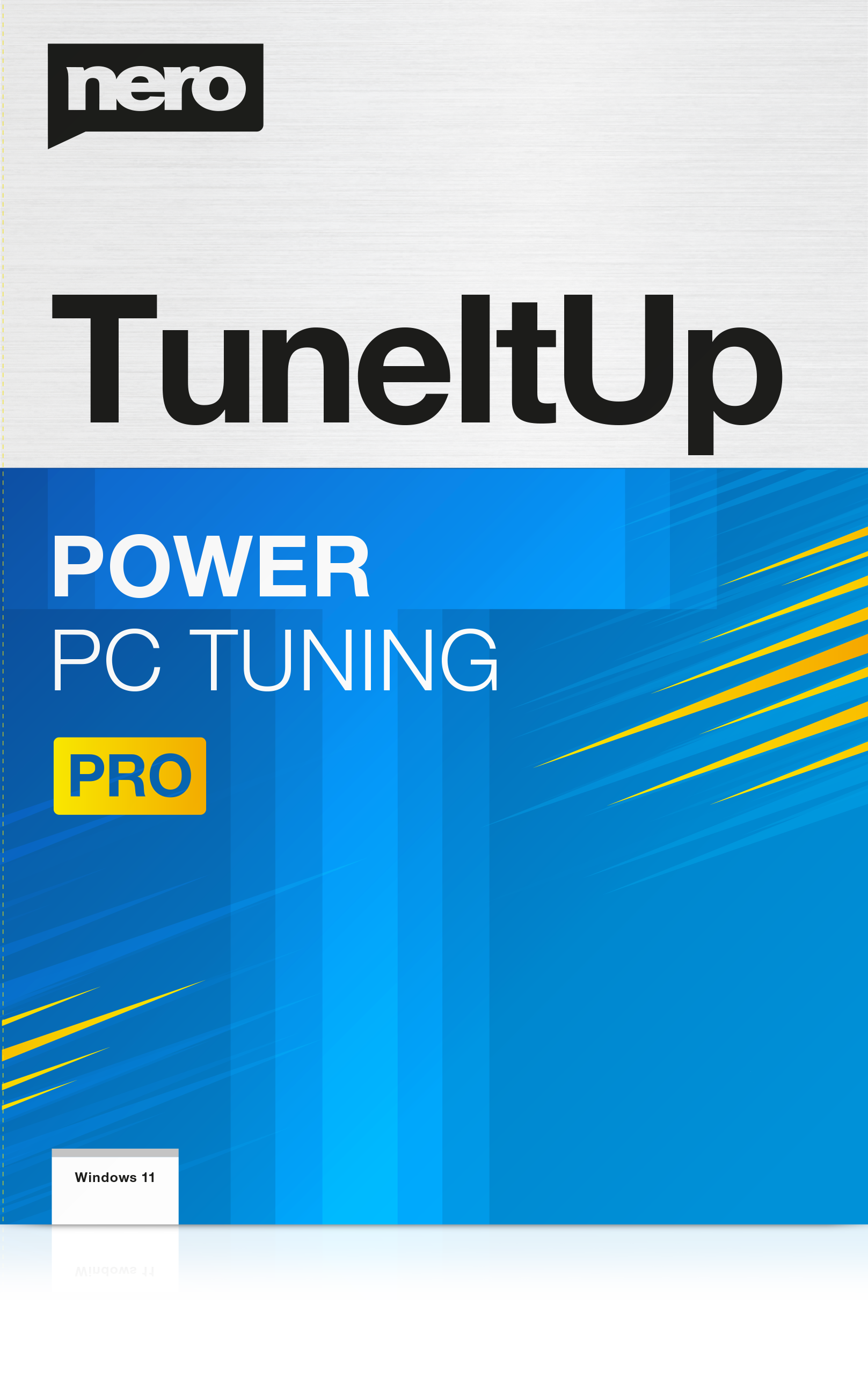 Una copertina del libro per il software "TuneItUp", con un design blu e bianco e il logo Nero.