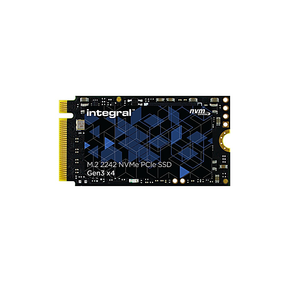 Un piccolo circuito stampato rettangolare nero con connettori dorati. Ha un design nero e blu.