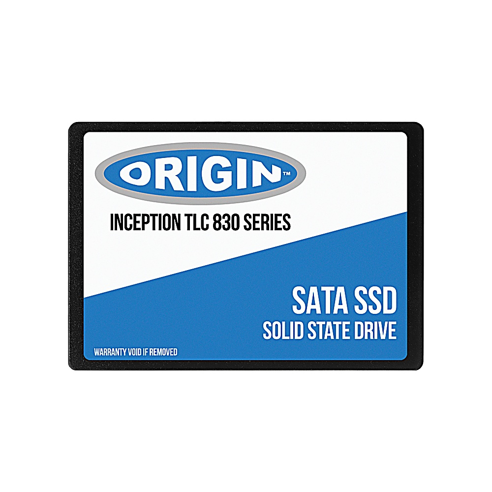 SSD SATA con logo Origin Inception TLC 830 series, cornice nera.