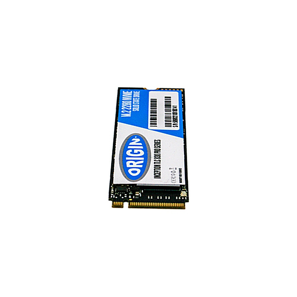 SSD M.2 con etichetta ORIGIN e testo 'M.2 2280 NVME SOLID STATE DRIVE'.
