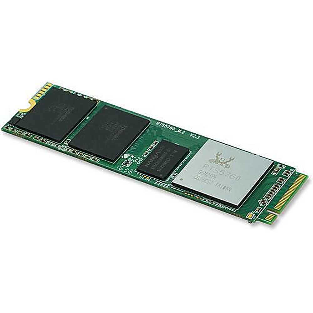 Un circuito stampato verde con chip. Sono visibili tre grandi chip neri. Sfondo bianco.