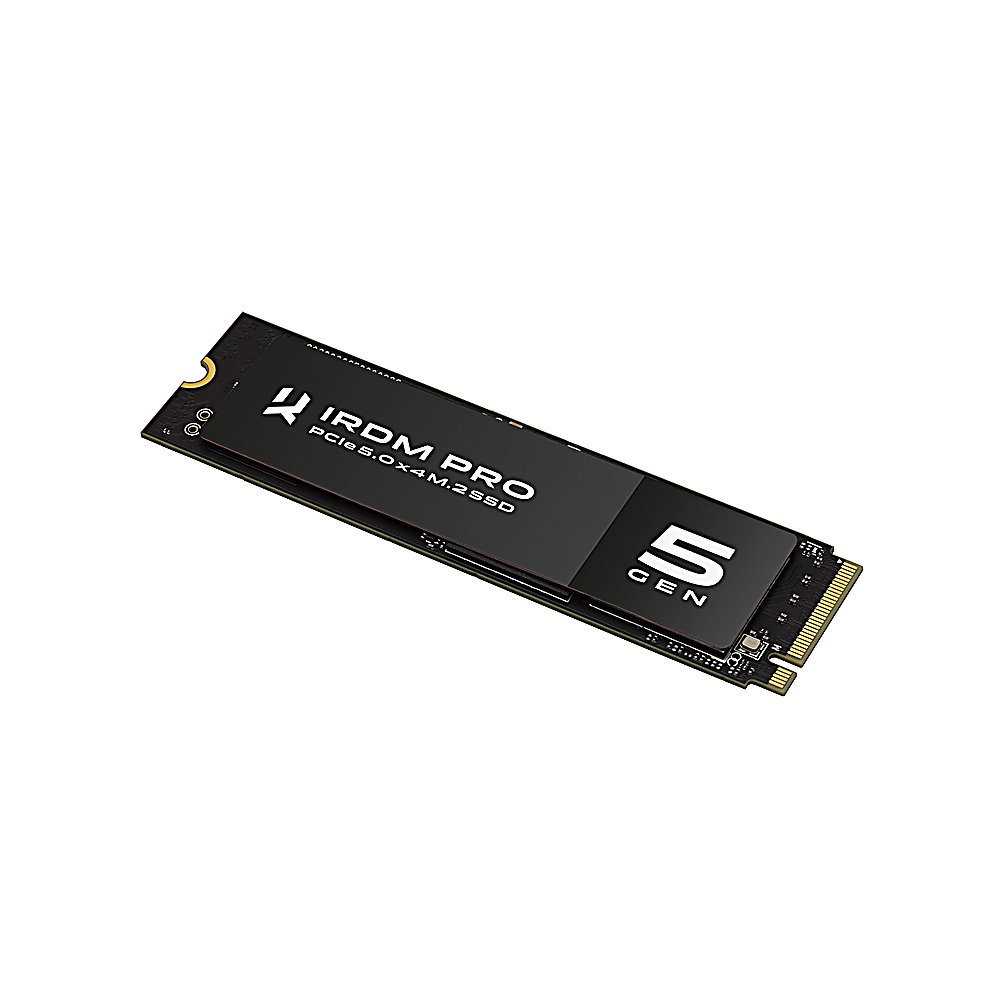 Czarny dysk SSD IRDM PRO PCI-e 4.0 M.2 z białym tekstem i czarnym tłem.