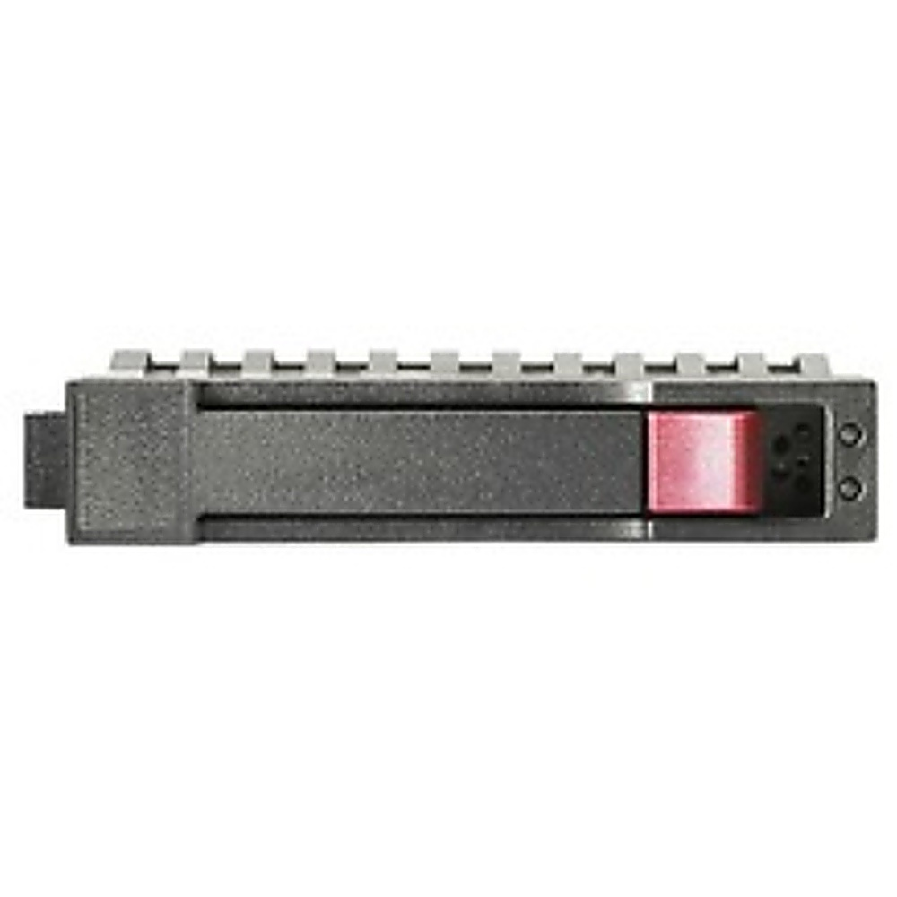 Disco rigido server nero. Pulsante rosso sul davanti, con cornice in metallo grigio.
