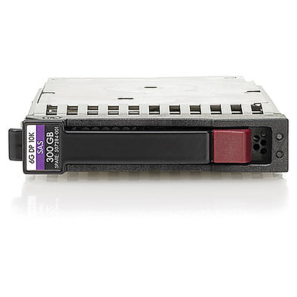 Disco rigido con corpo nero, pulsante rosso ed etichetta bianca. L'etichetta dice '300 GB'.
