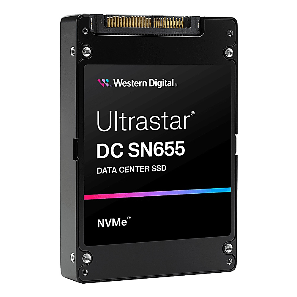Unità SSD nera con il marchio "Ultrastar" e una striscia multicolore.