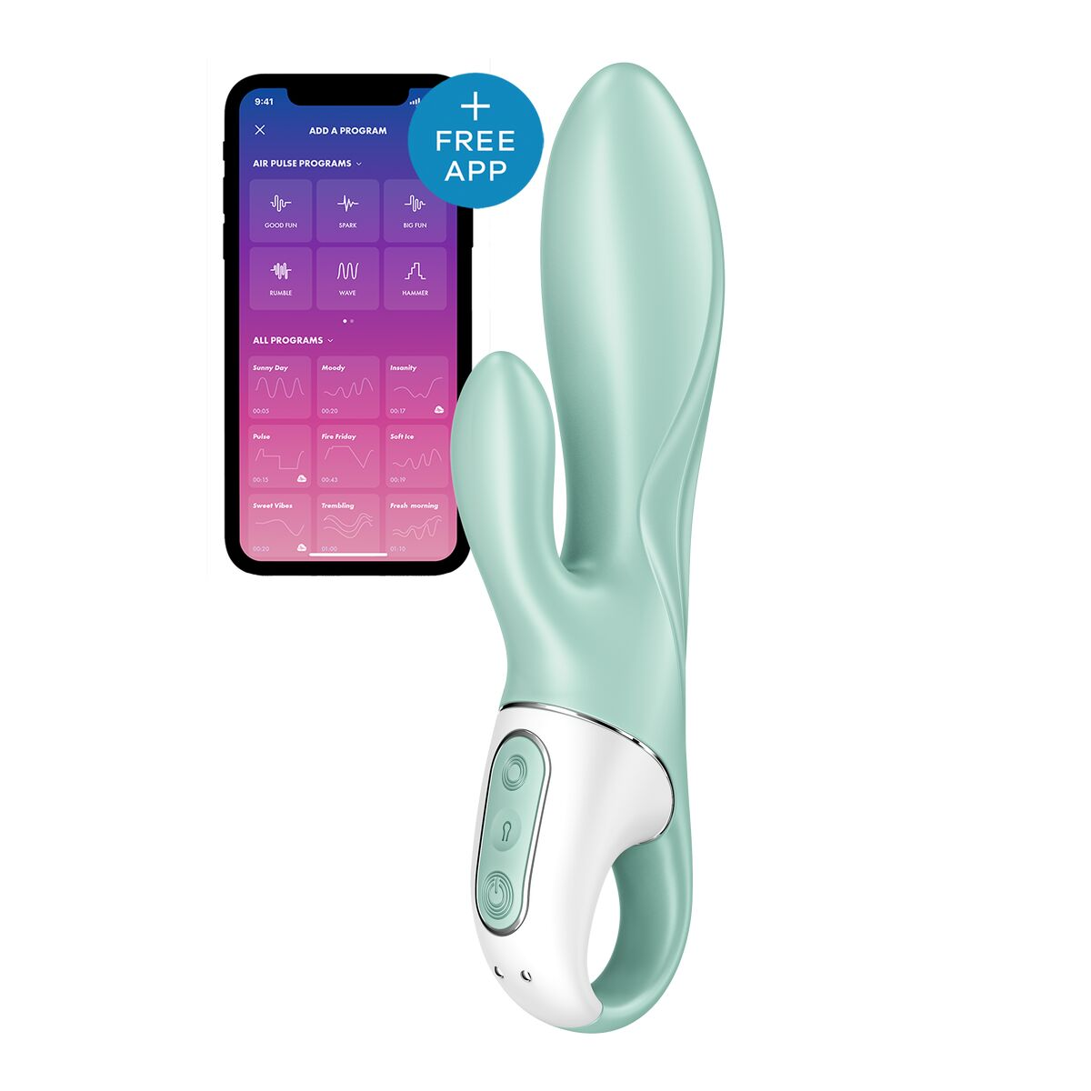 Juguete sexual y teléfono que muestra una aplicación de control.