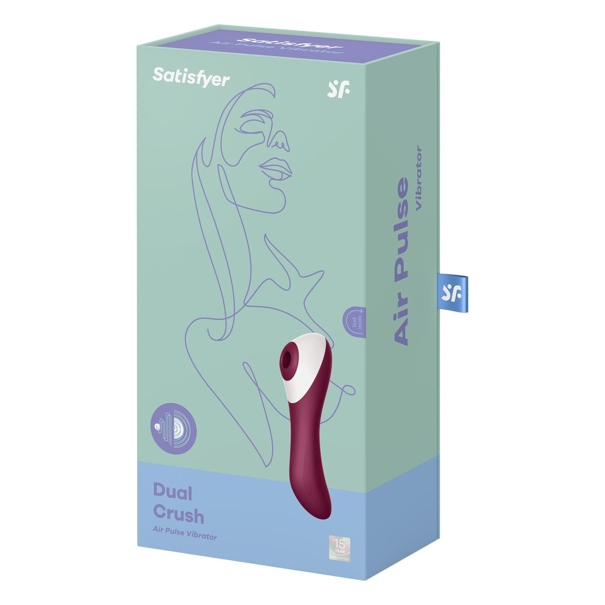 Caja con un juguete sexual. La caja dice 'Satisfyer Air Pulse Vibrator'.