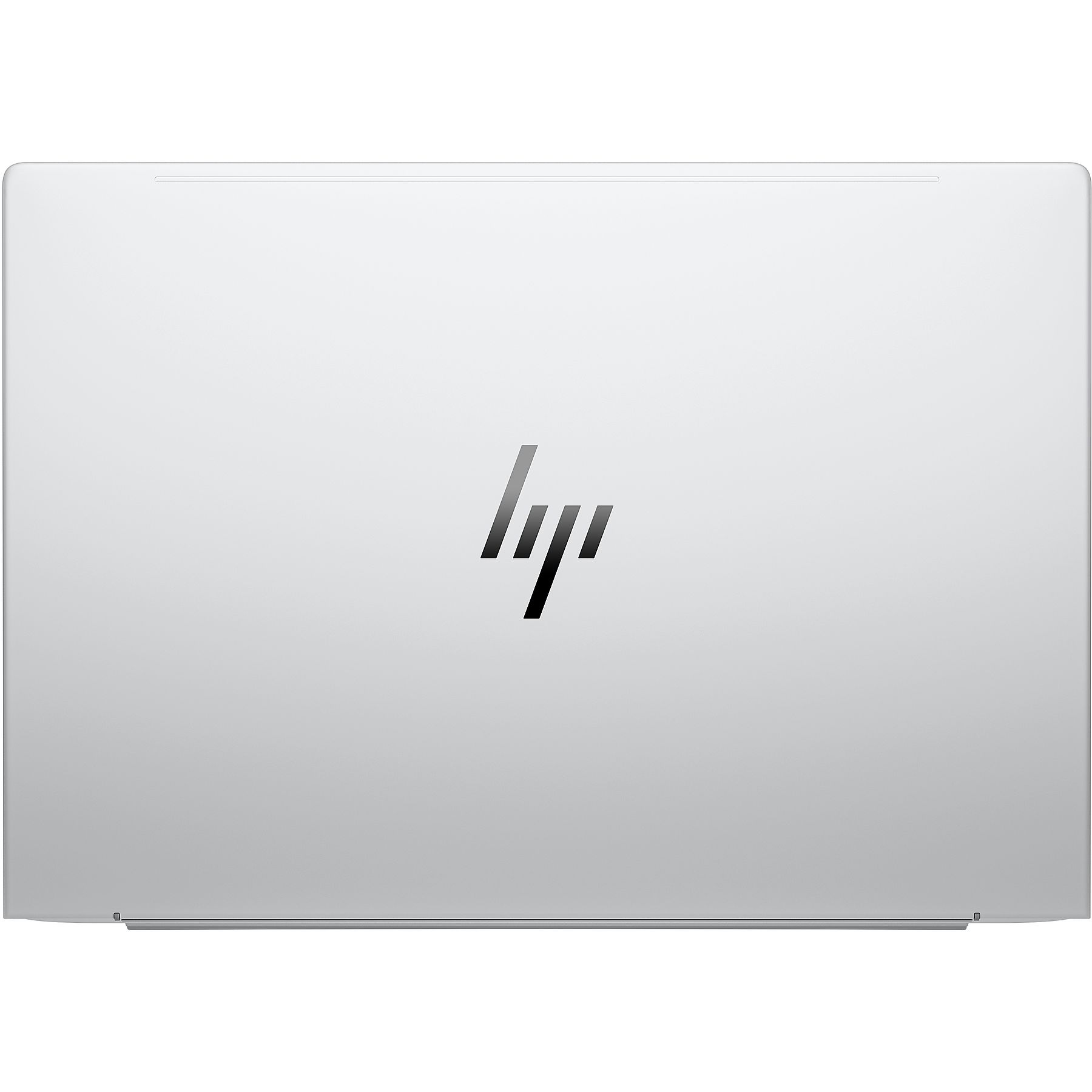 Retro di un laptop argentato con il logo HP visibile.