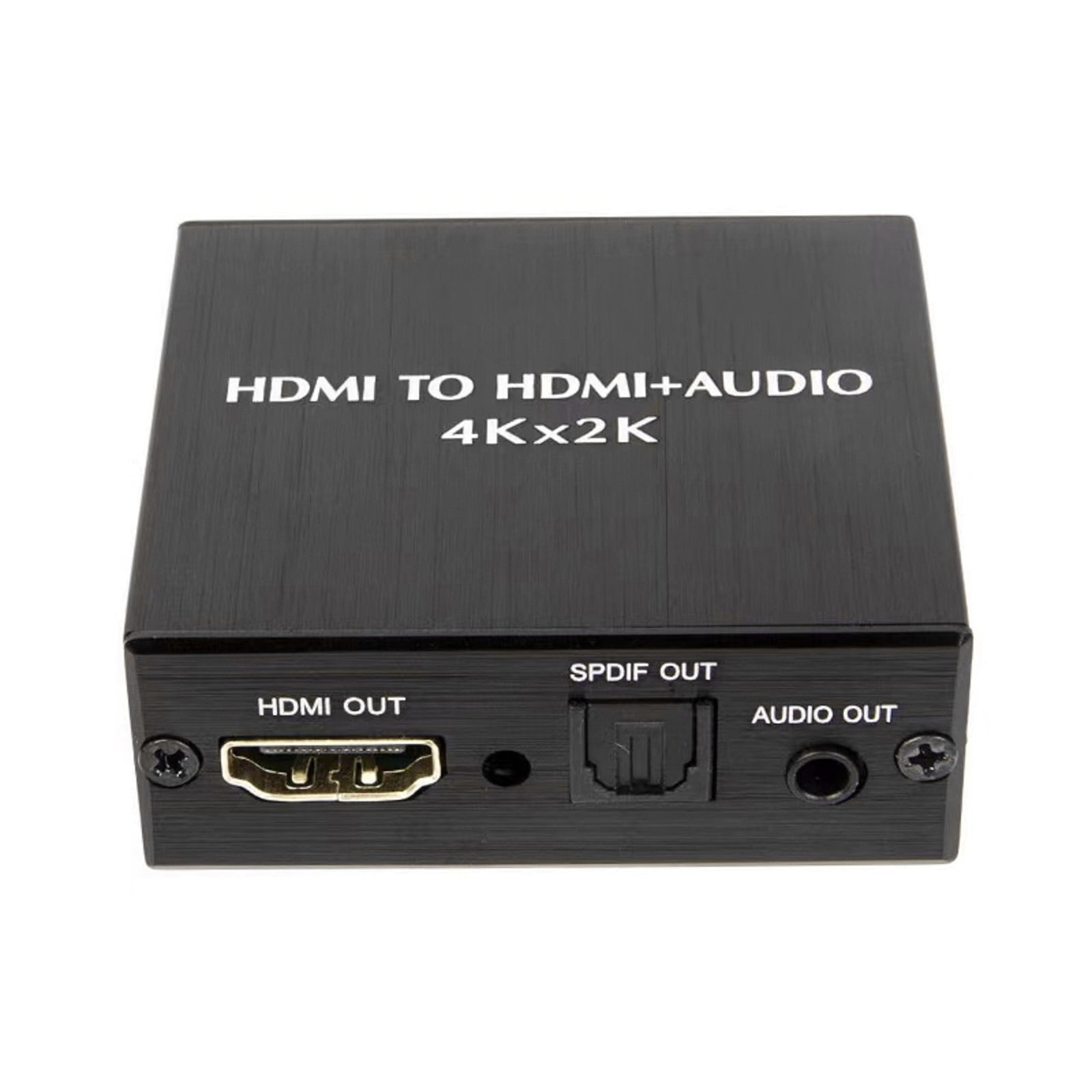 Ein schwarzer HDMI-zu-HDMI+Audio-Adapter.
