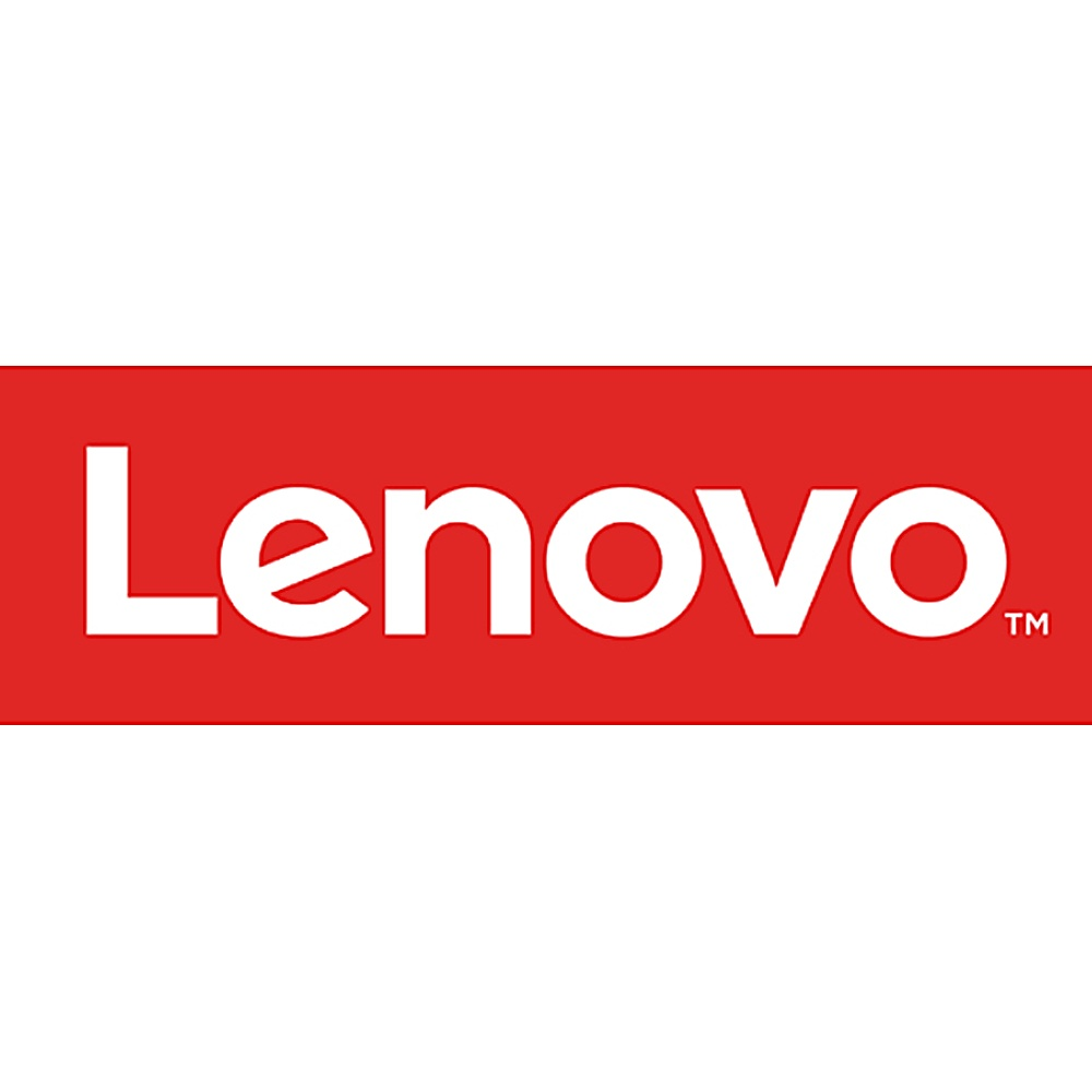 Logo Lenovo su sfondo rosso. Il testo bianco recita 'Lenovo' in un carattere sans-serif.