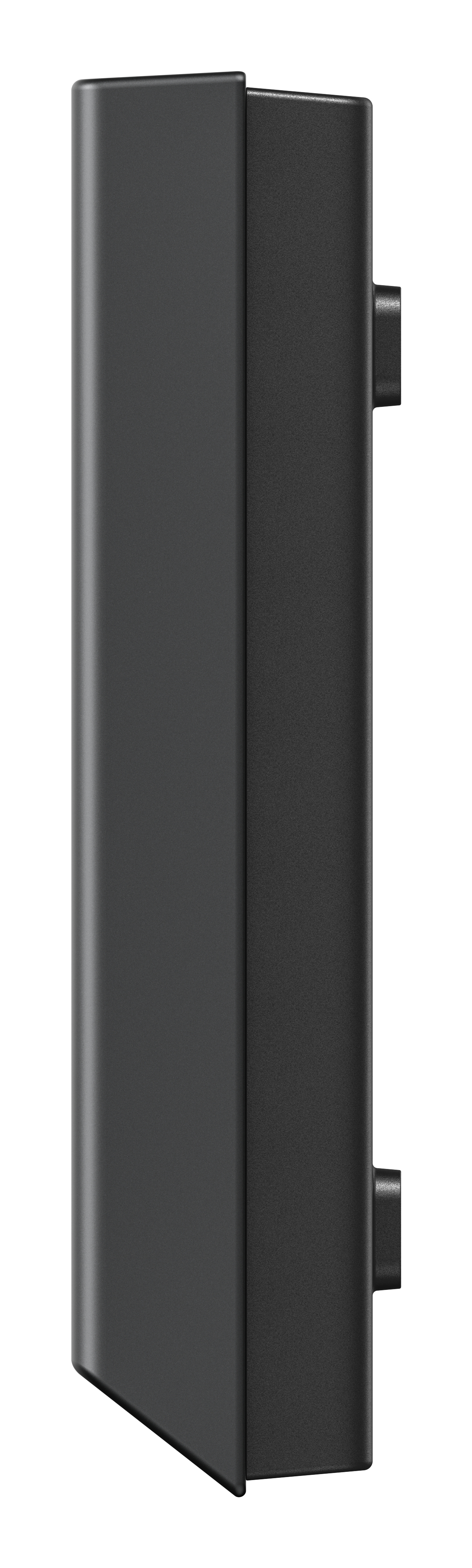 Widok z boku czarnego urządzenia elektronicznego, prawdopodobnie koncentratora smart home.