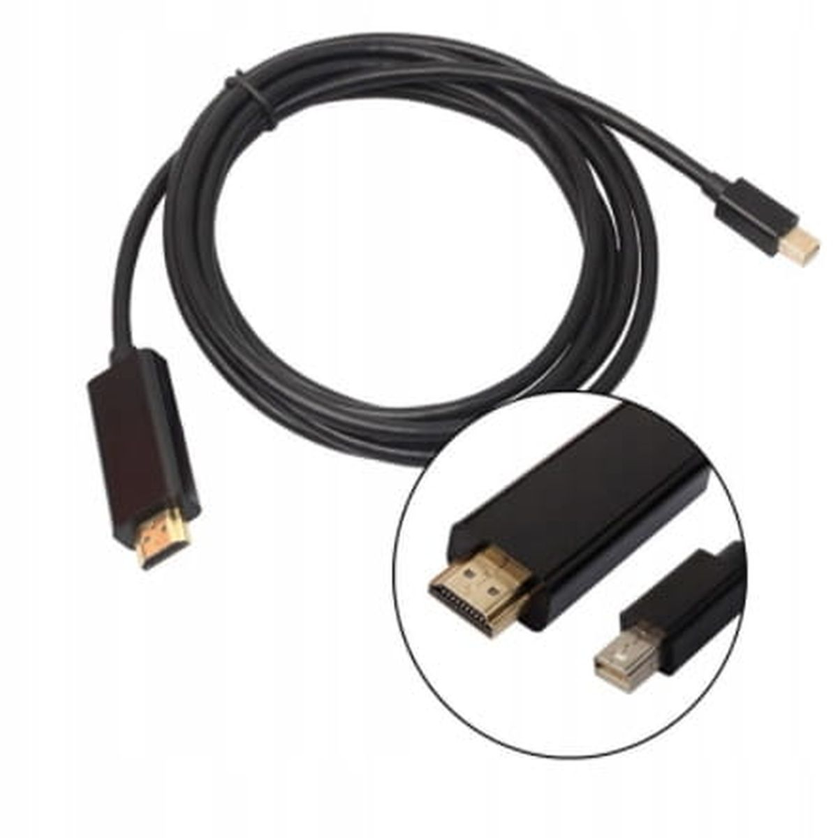 Czarny kabel Zenwire HDMI do mini DisplayPort.