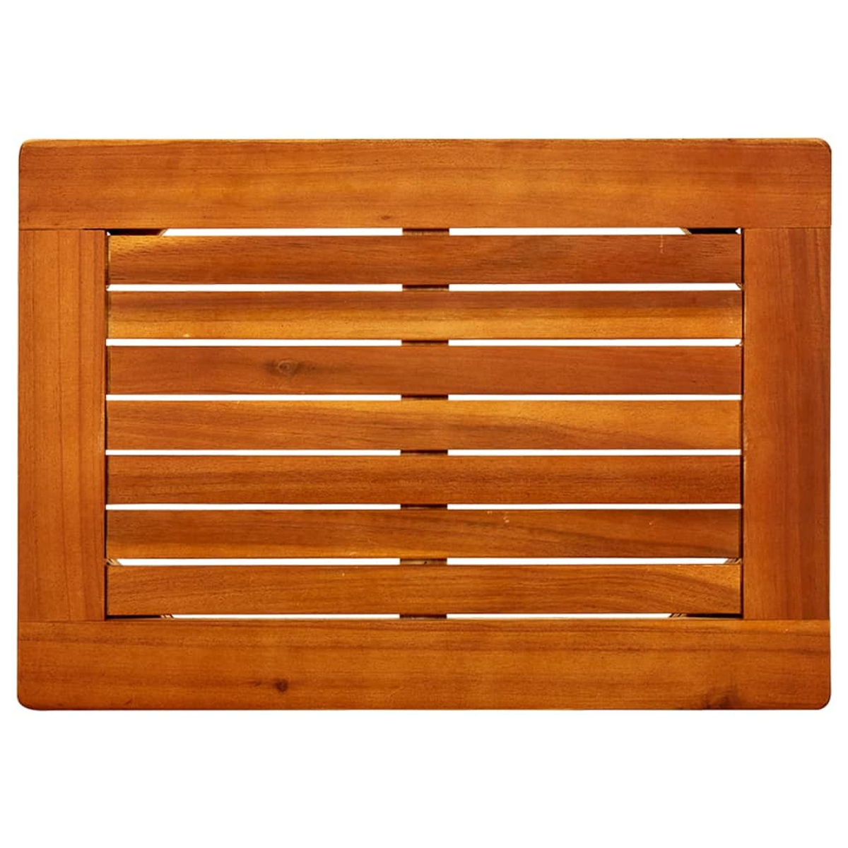 Tischplatte aus Holz mit horizontalen Lamellen.