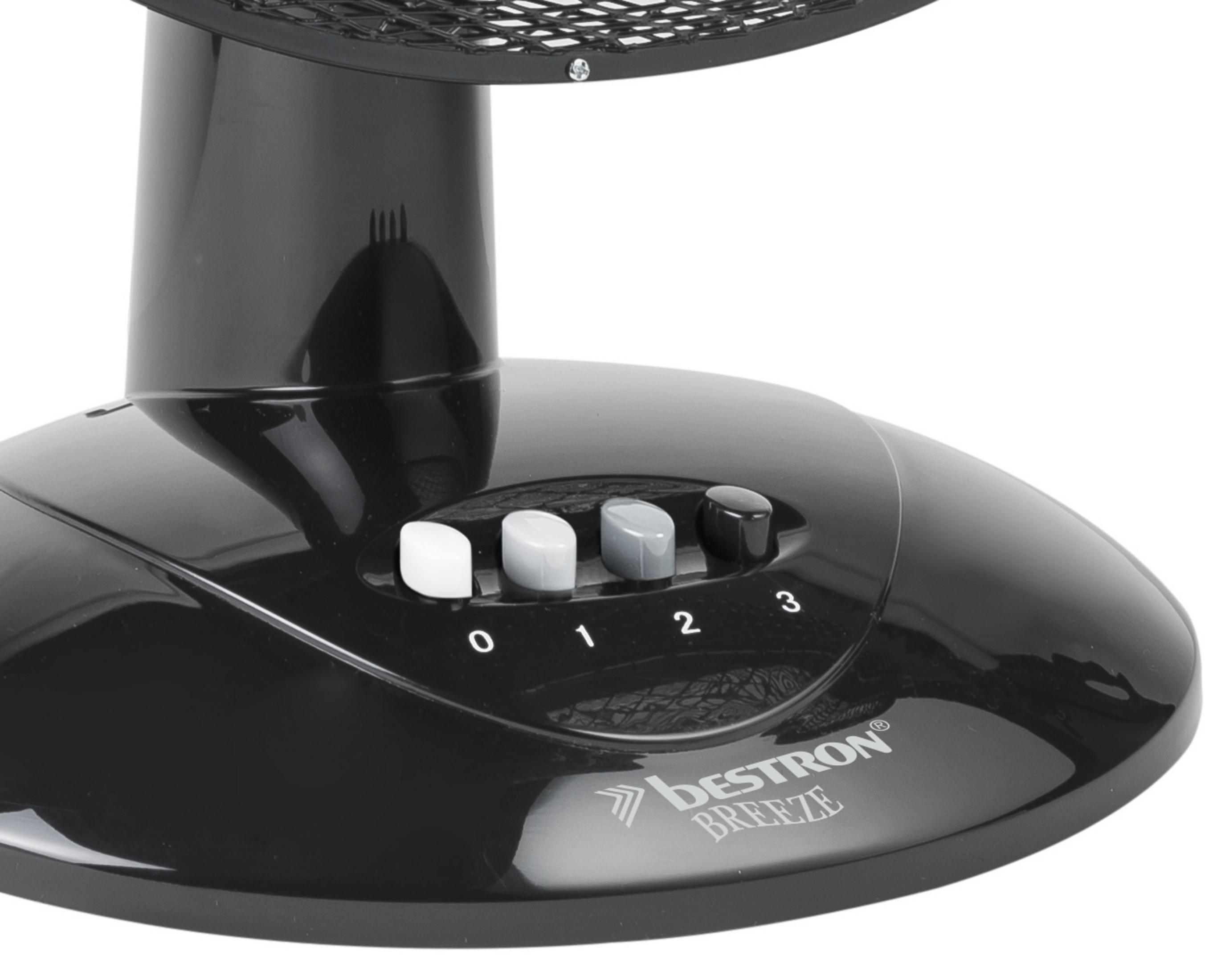 Base ventilatore Bestron Breeze nera. Comandi velocità 0, 1, 2, 3.