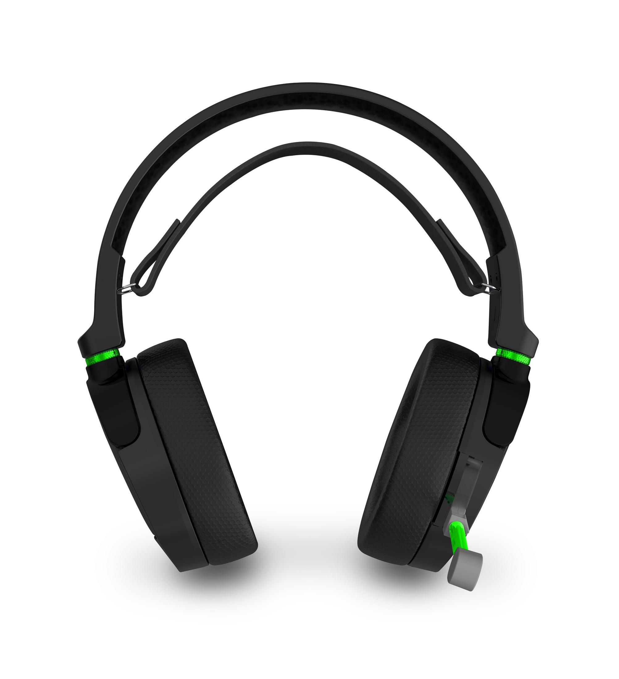 Czarne słuchawki do gier. Funkcje obejmują optymalne przetworniki głośnikowe 40 mm i elastyczny mikrofon.