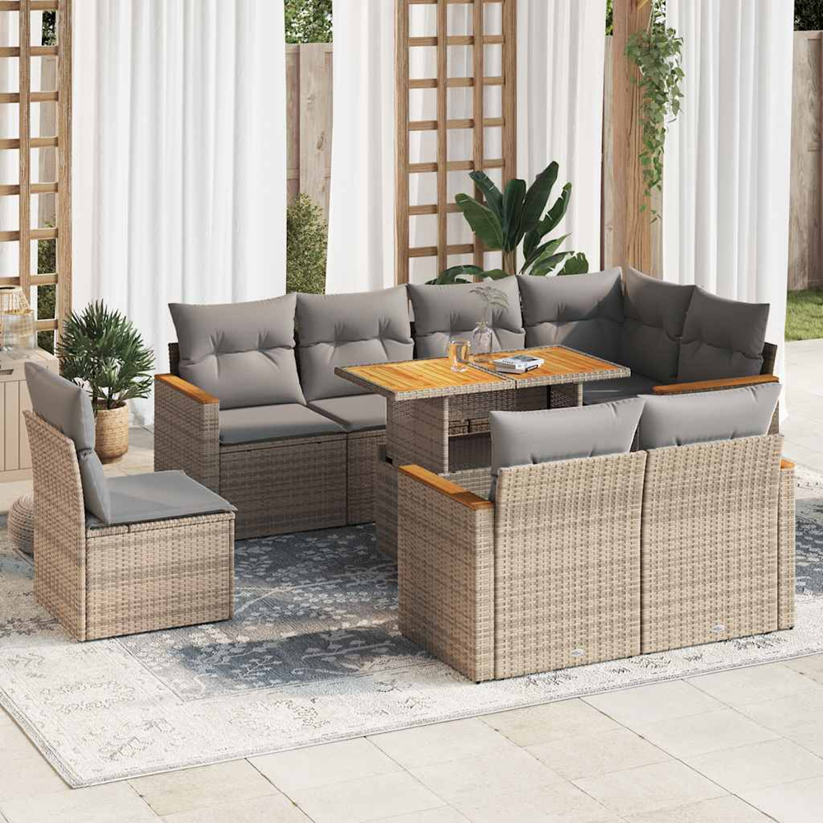 Mobili Da Giardino Mobili Da Esterno Set Di Mobili Da 6 Pezzi Con Cuscino In Legno Massello Di Acacia 020016622 81346783