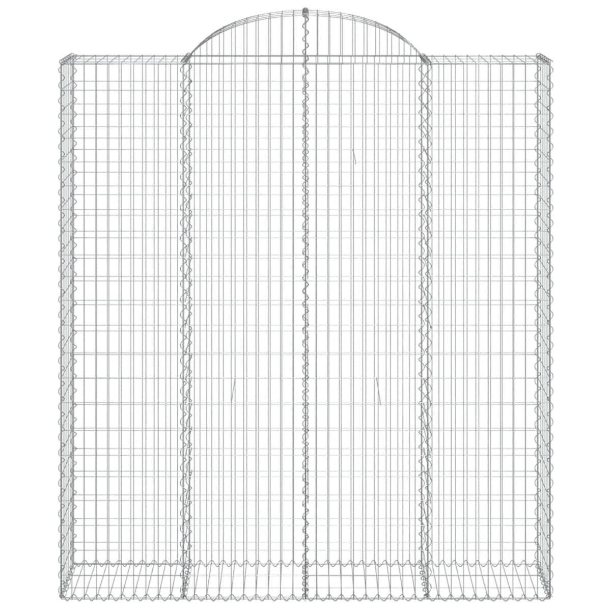 Ein Drahtgitter-Gabion mit gewölbtem Oberteil, geeignet für Garten- oder Landschaftsbauprojekte.