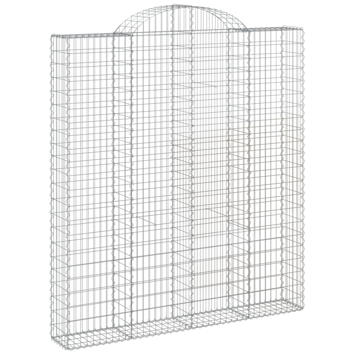 Ein rechteckiger Gabion, Drahtgitterkonstruktion mit gewölbtem Oberteil.