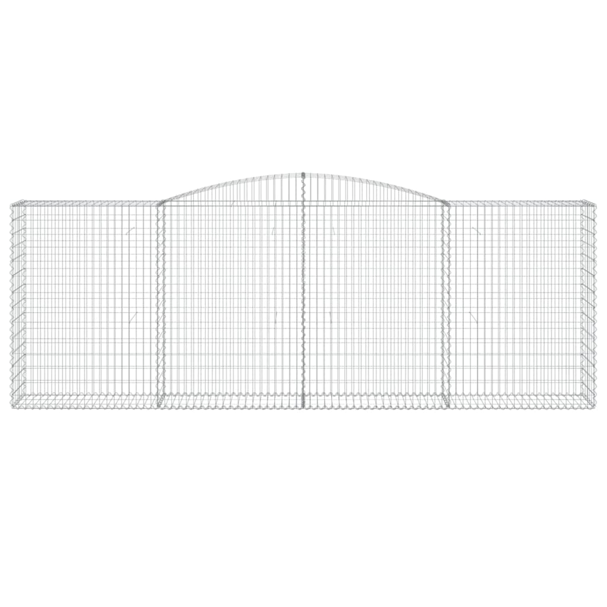 Draufsicht auf einen rechteckigen Drahtgitter-Gabion auf weißem Hintergrund.