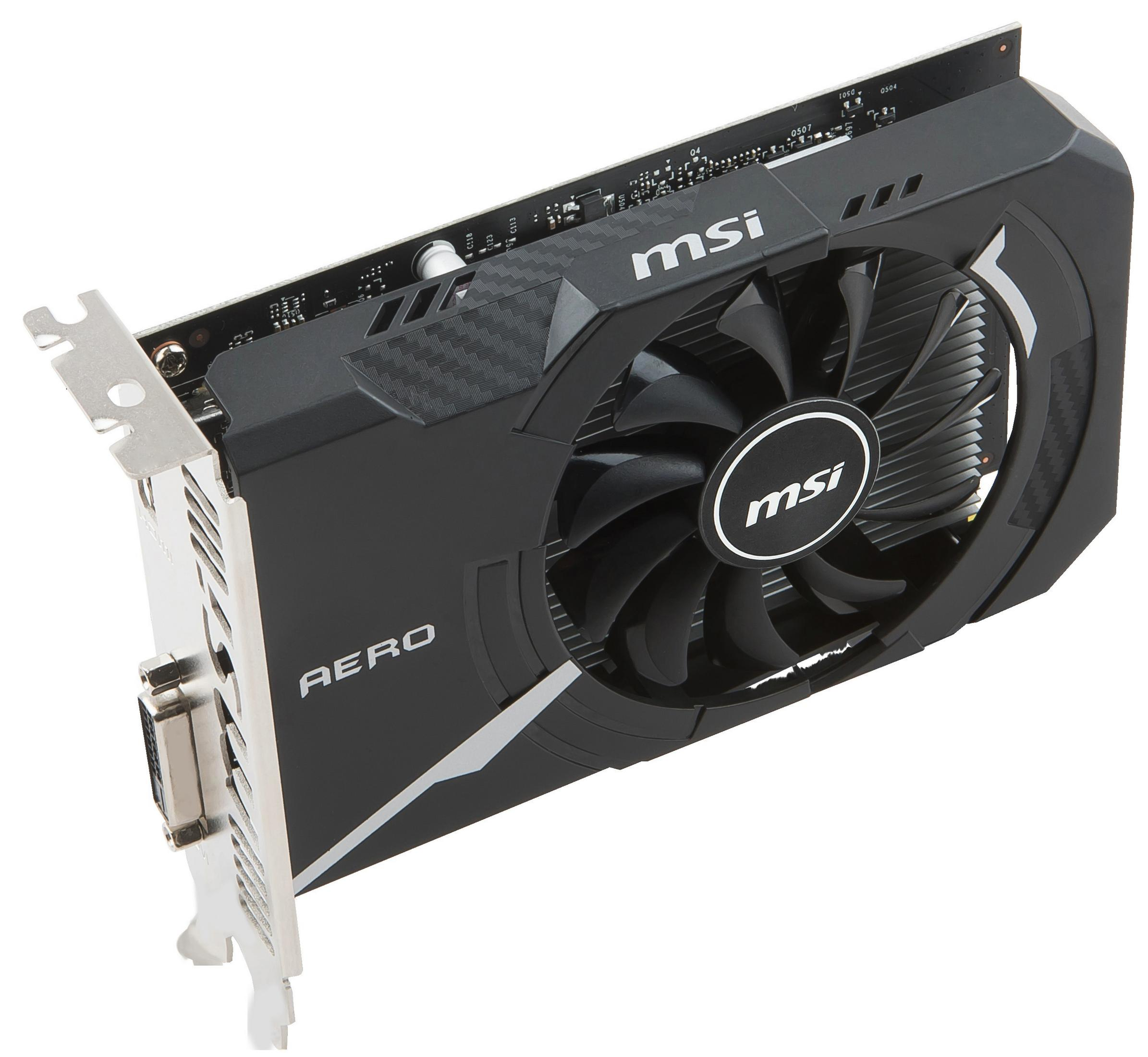 Siyah ve gri MSI ekran kartı. Ortada bir fan var.