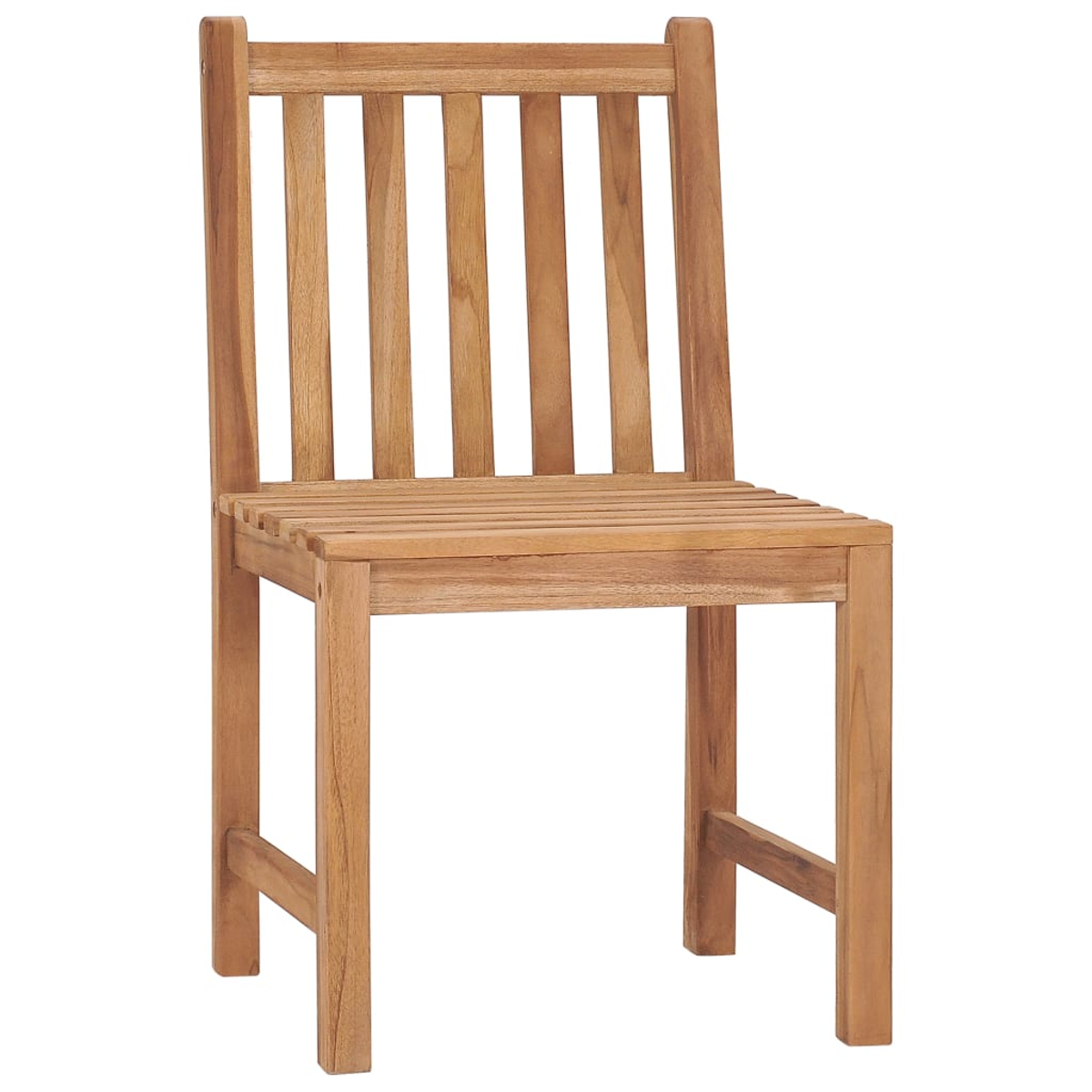 Holzstuhl mit vertikalen Lamellen.