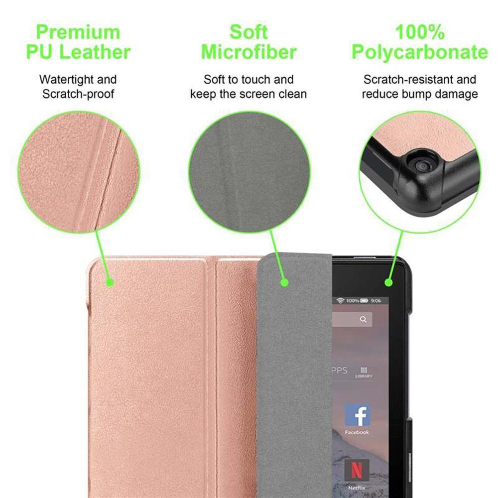 Diagramm einer Handyhülle mit: Premium PU-Leder, weichem Mikrofaser und 100% Polycarbonat-Materialien.