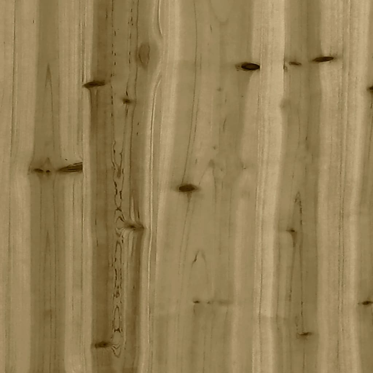 Vertikal angeordnete Holzbretter. Das Holz hat Knoten. Die Farbe ist hell und natürlich mit Maserung.