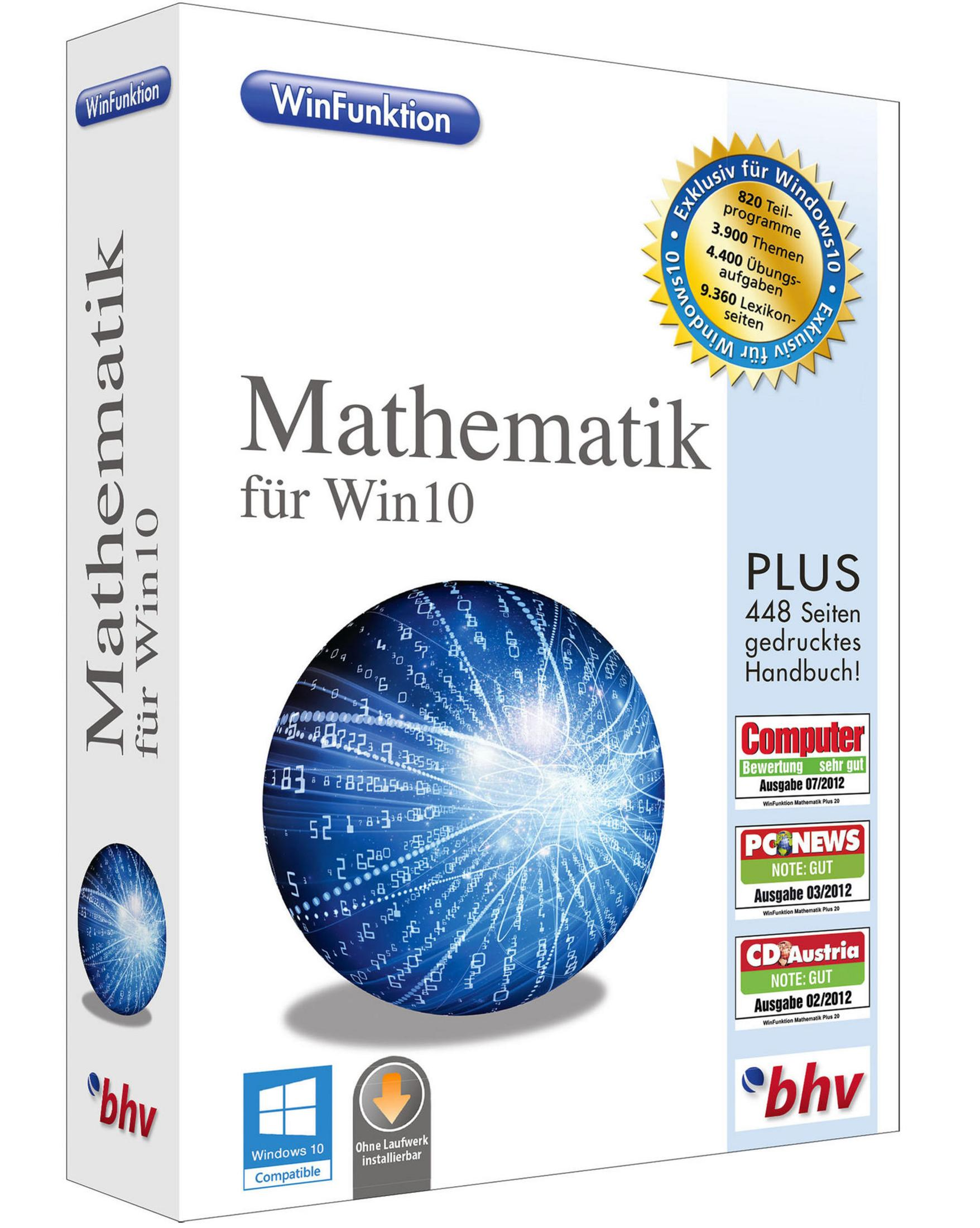 Mathematik-Lehrbuch für Windows 10 mit blauer Kugel.
