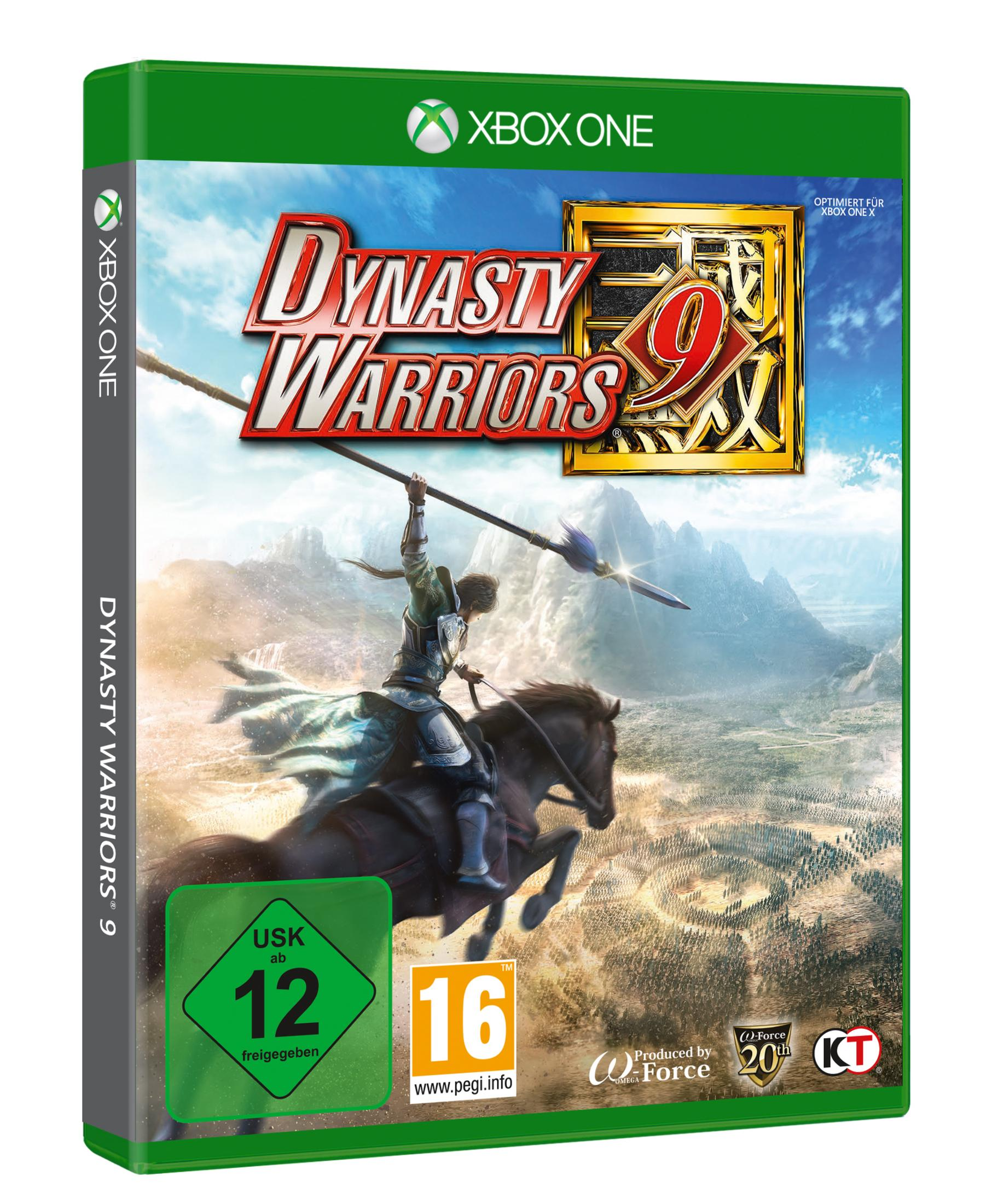Xbox One Spielhülle für Dynasty Warriors 9, mit einem Krieger auf einem Pferd.