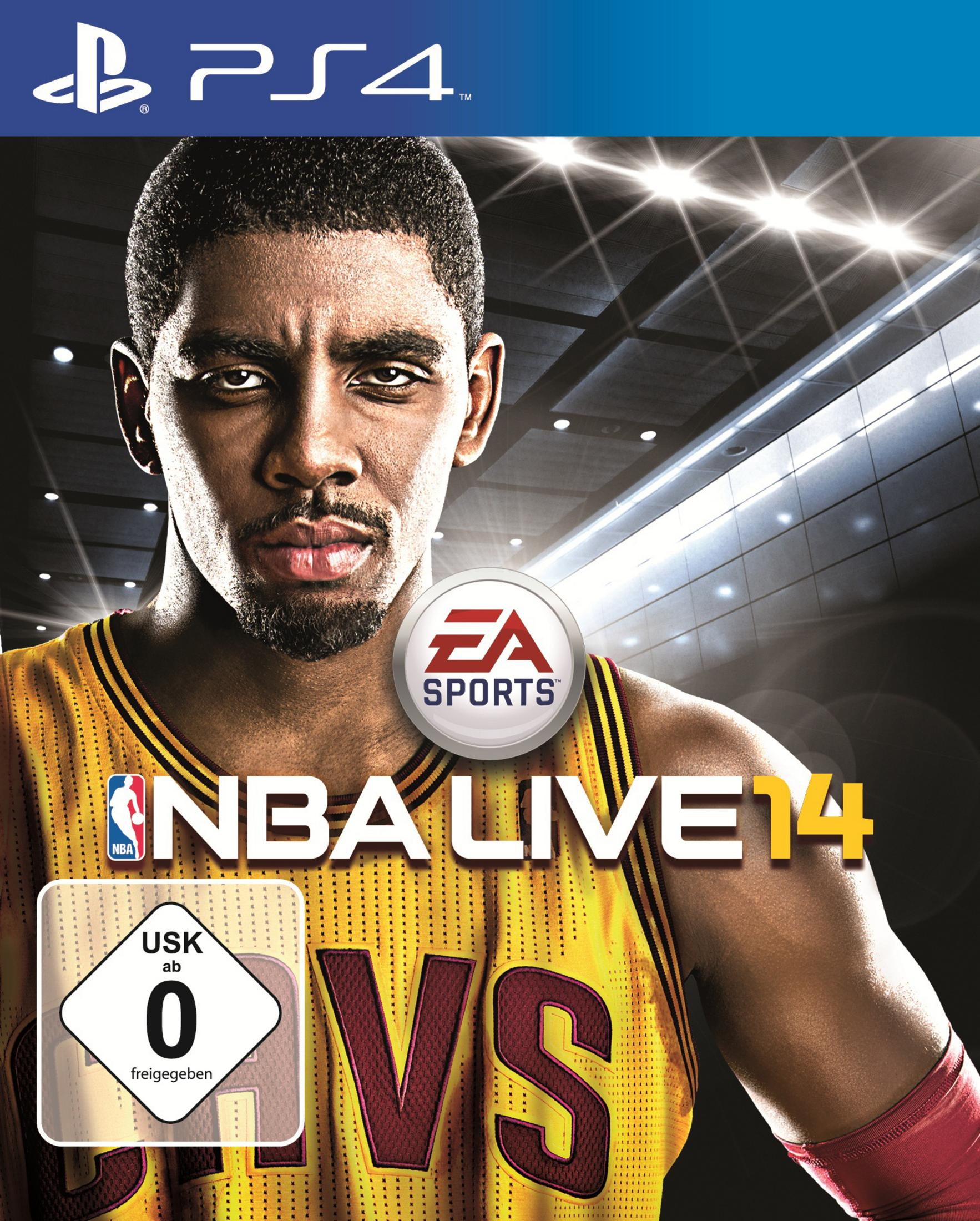 Copertina del gioco per PS4: NBA Live 14. Viene mostrato un giocatore di basket con la maglia gialla.