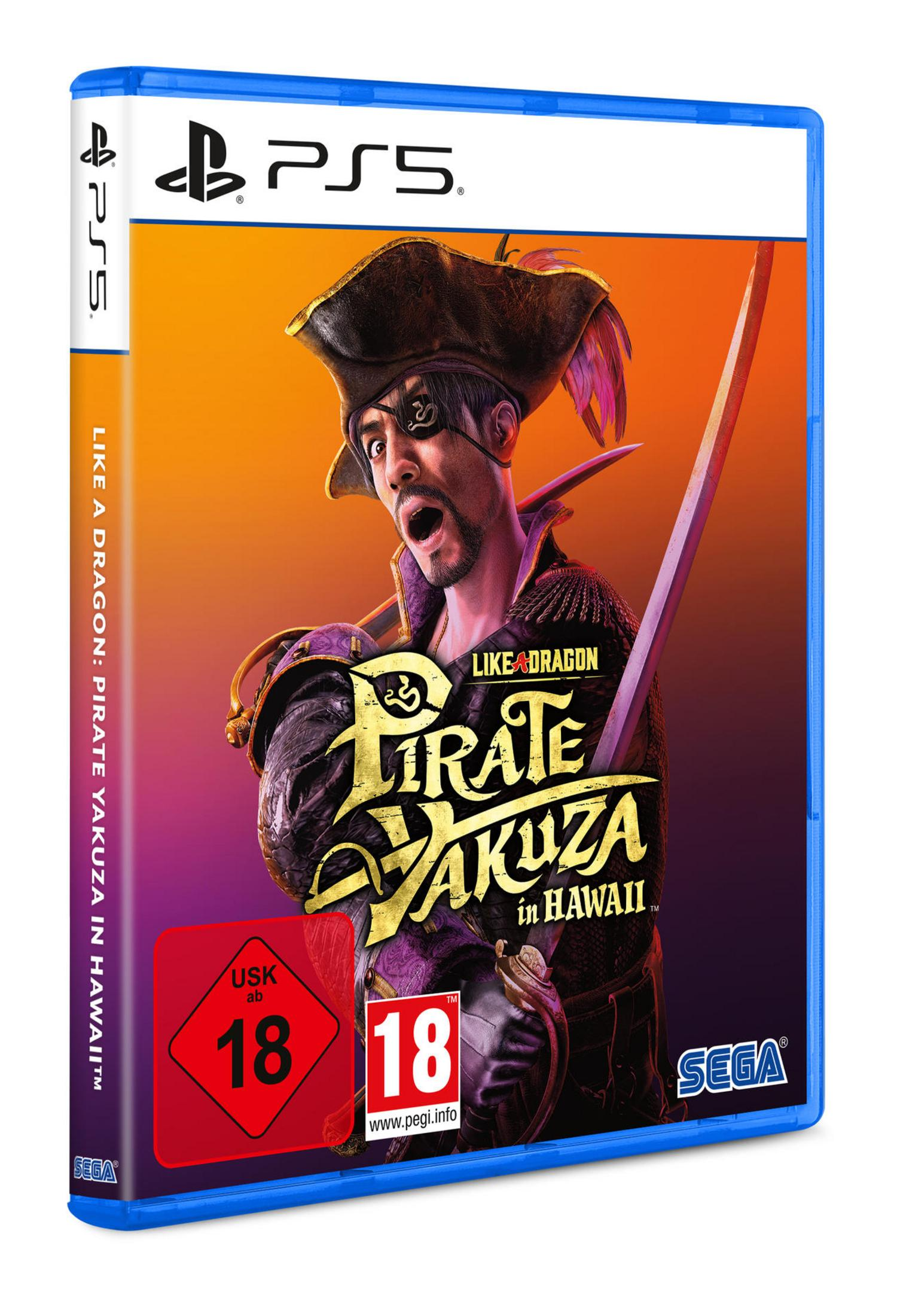 PS5-Spieledesign für 'Like a Dragon: Pirate Yakuza in Hawaii', mit einem Piraten mit Schwert.