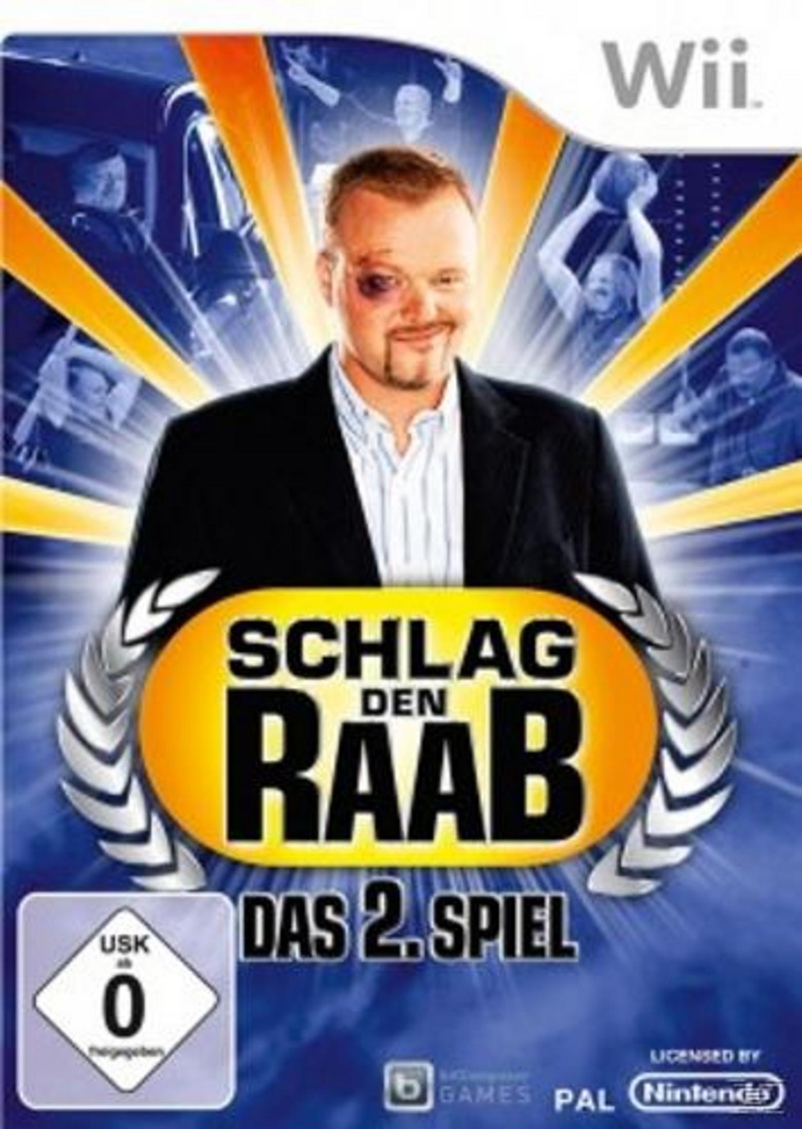Wii-Spielcover. Ein Mann mit blauem Auge lächelt, umgeben von Grafiken.