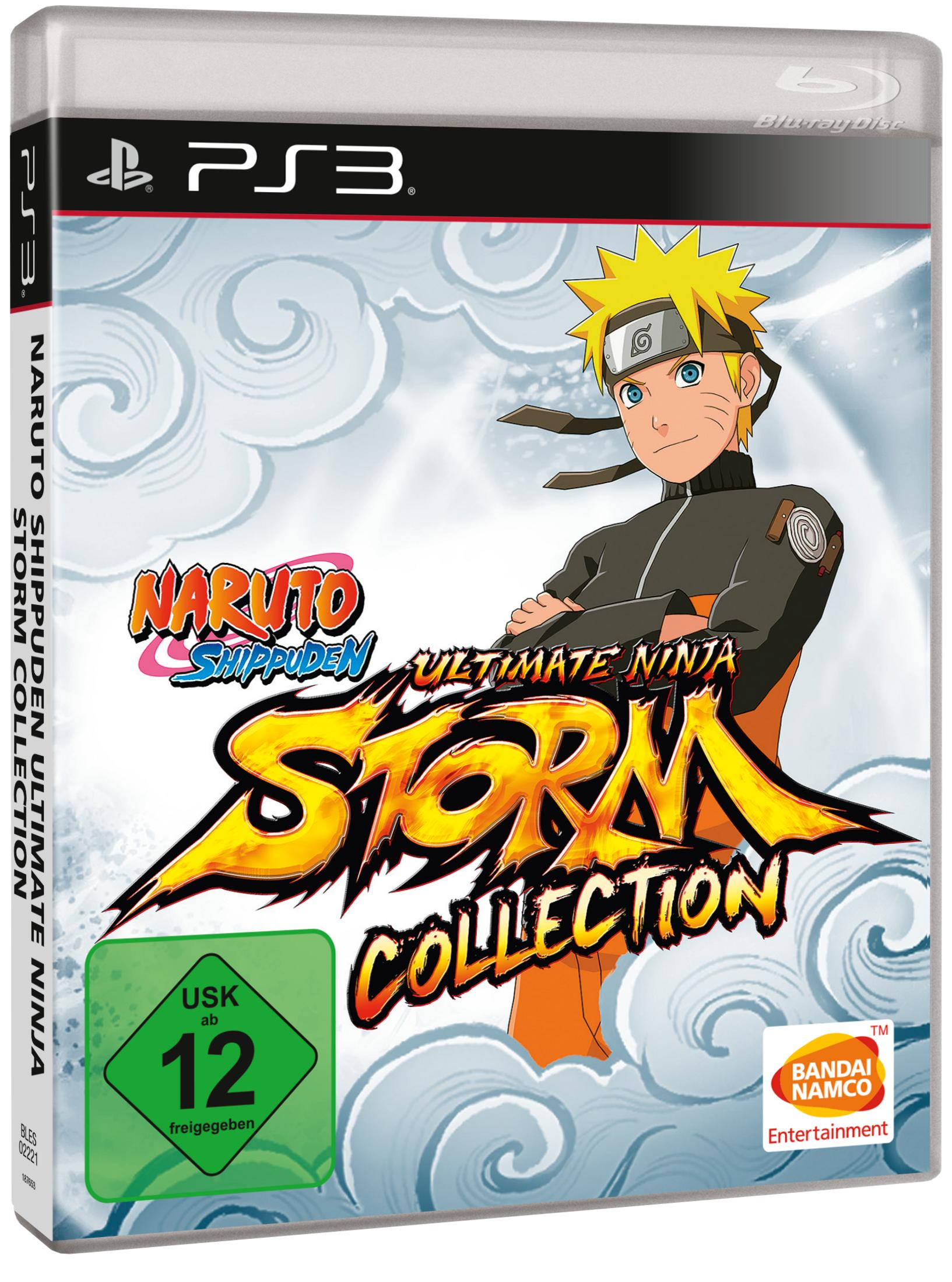 Naruto Shippuden-Spielcover. Naruto in Orange und Schwarz, mit blauem Hintergrund.