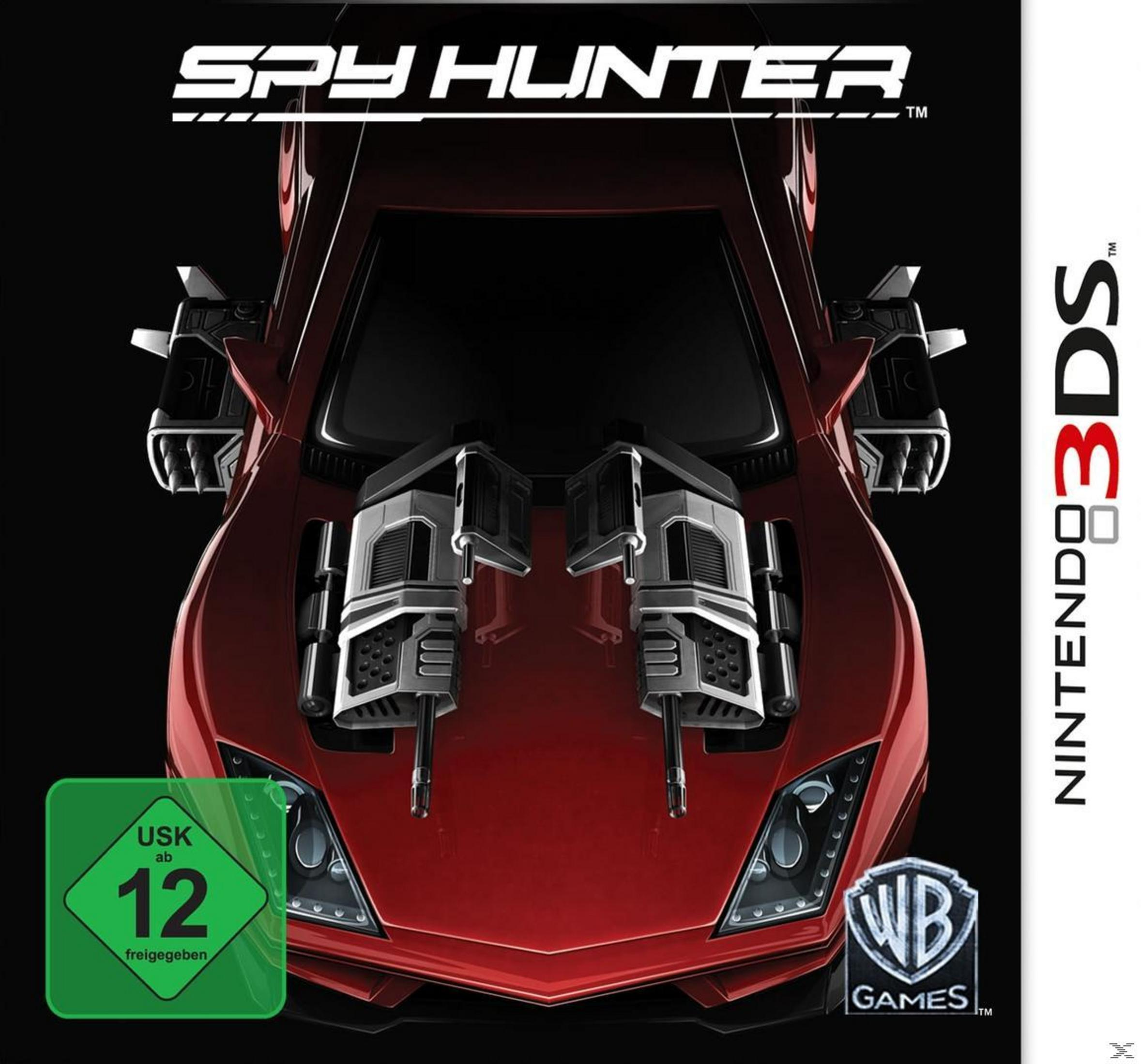 Spy Hunter-Spielcover für Nintendo 3DS. Ein roter Sportwagen mit Waffen ist das Hauptbild.
