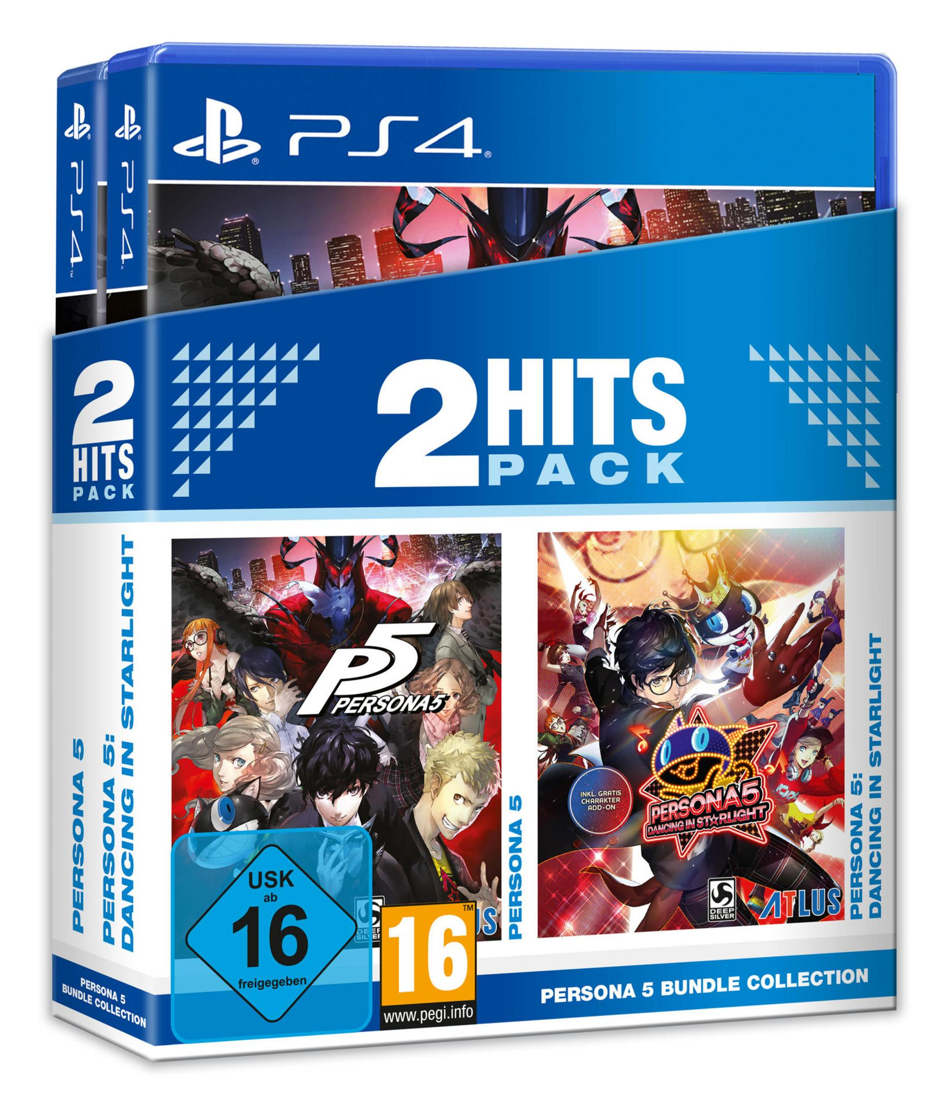 PS4-Spielhülle: Persona 5 2 Hits Pack, mit Spielcovern und Charakteren.