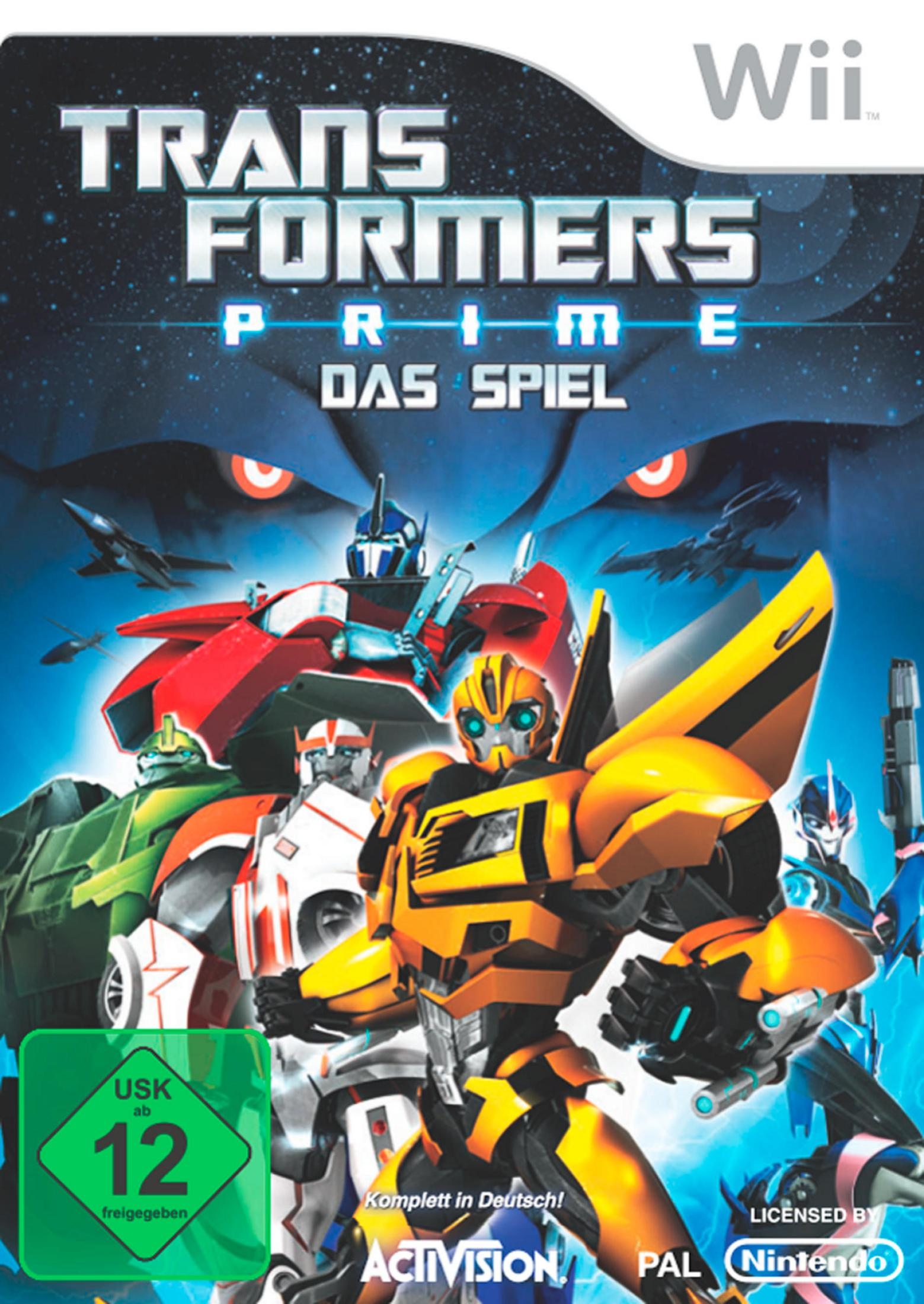 Transformers Prime Spielcover mit Robotern und einer USK 12 Bewertung. Deutscher Text.
