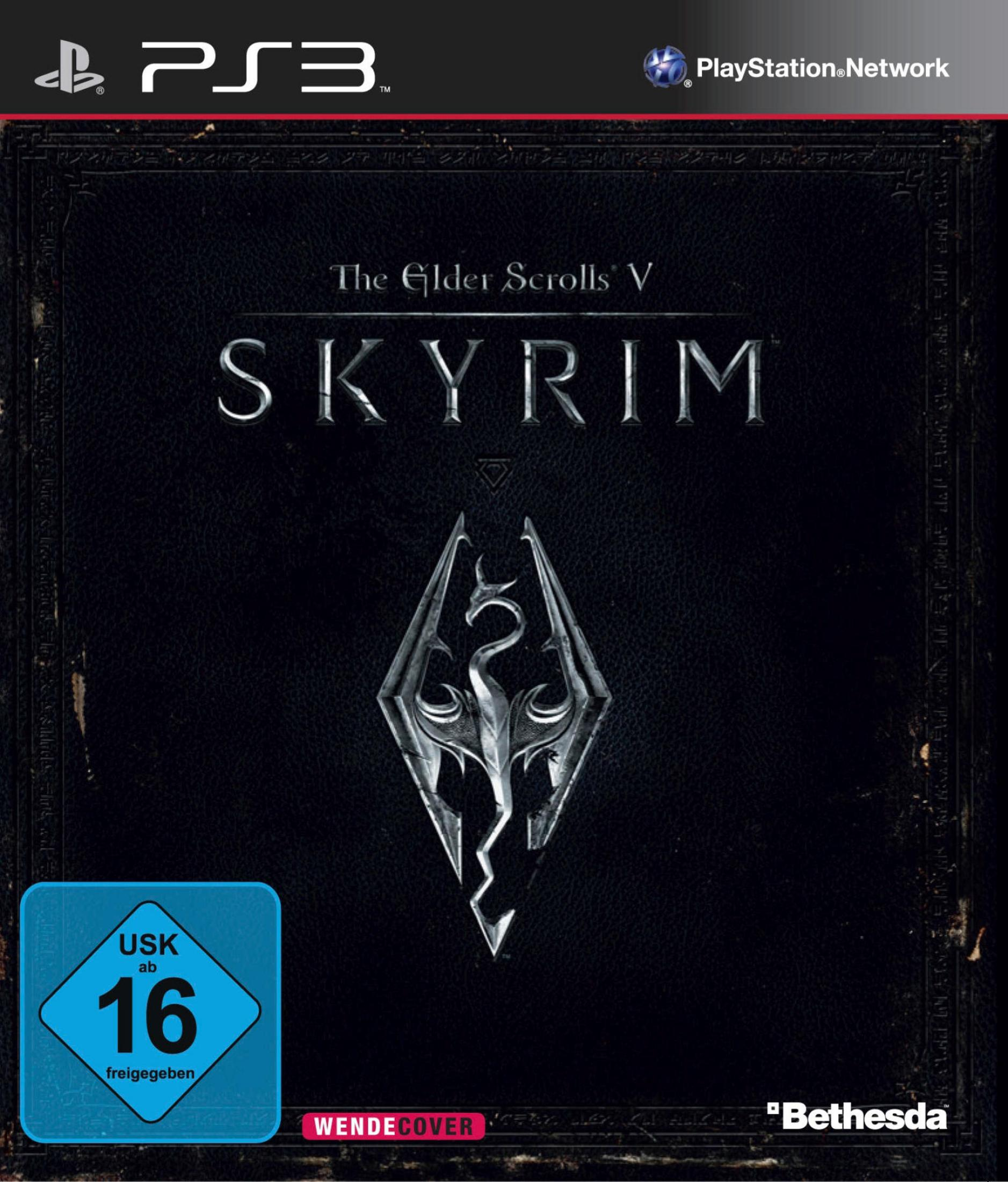 Spielcover für The Elder Scrolls V: Skyrim. Enthält den Titel und das Logo des Spiels.